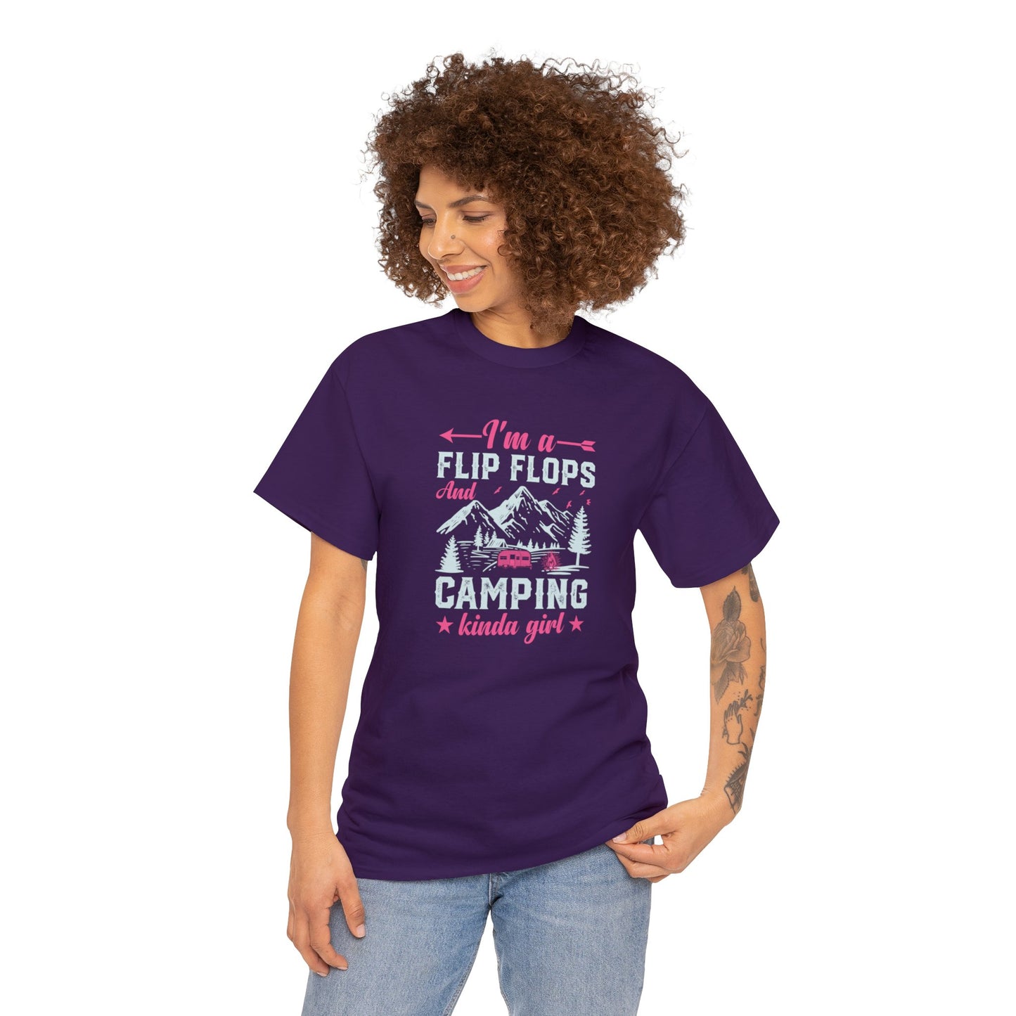 FlipFlops Camping Kinda Girl Unisex Heavy Cotton Tee