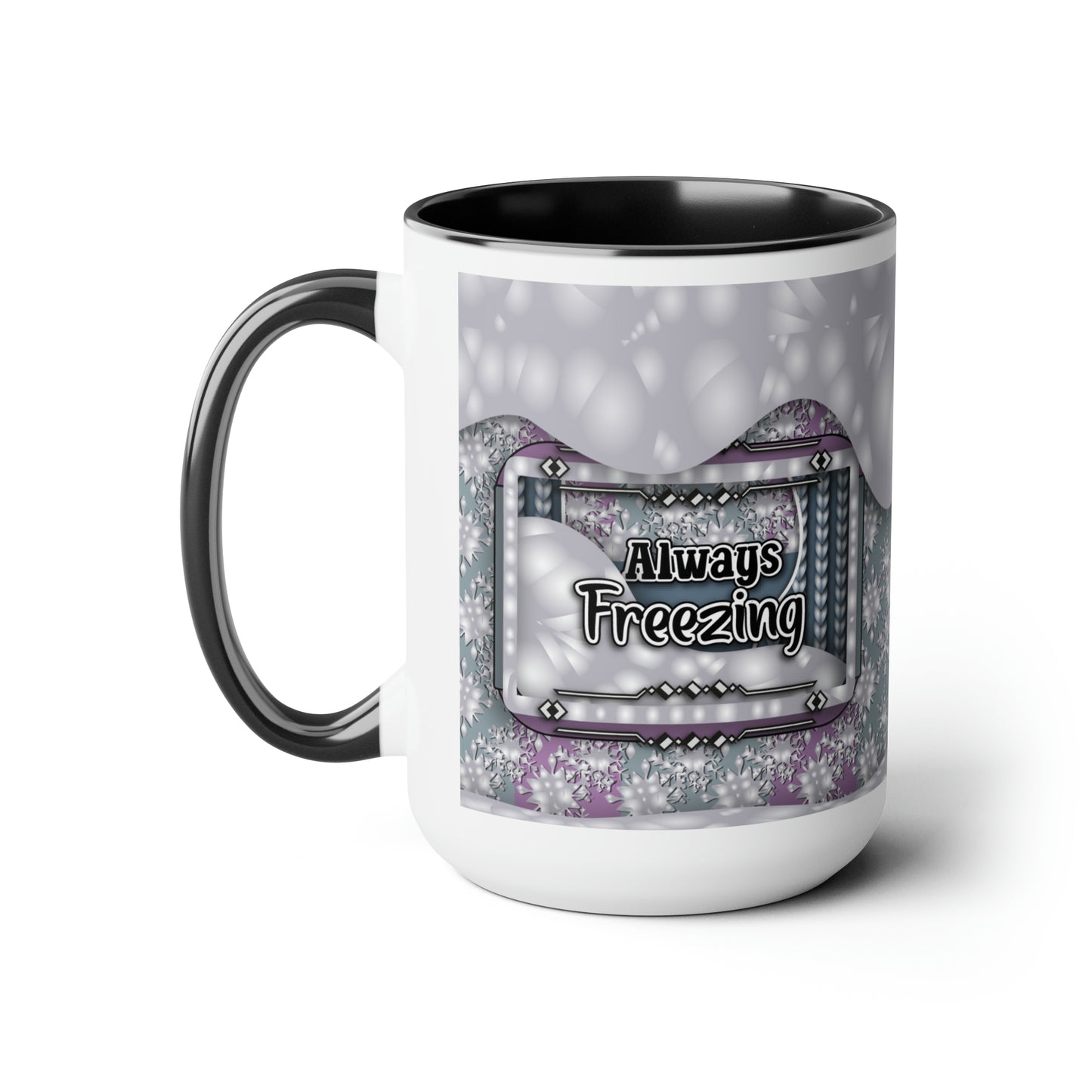 Always Freezing Two-Tone Coffee Mugs, 15oz
