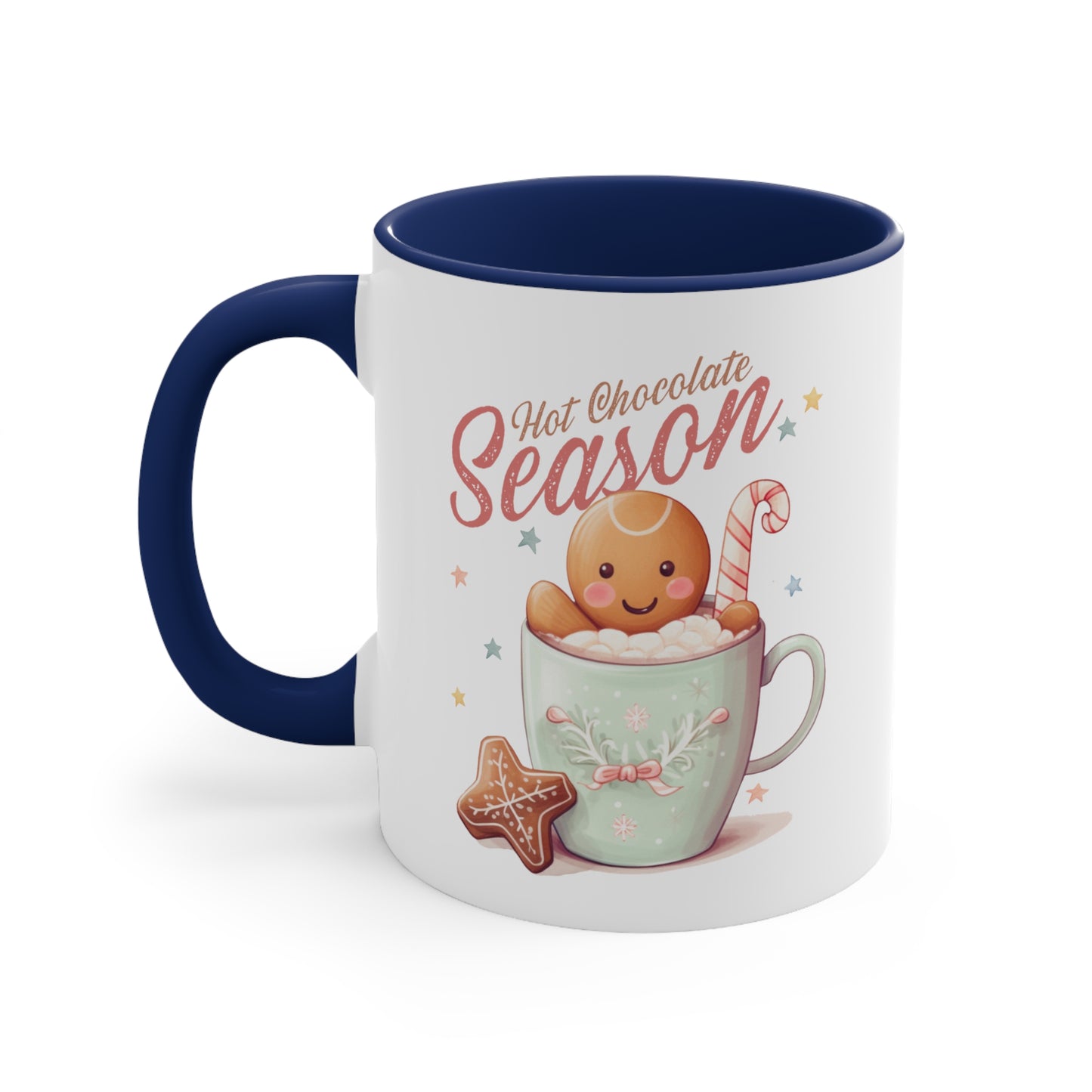 Hot Chocolate Season Pink Accent Coffee Mug Dual Image, 11oz