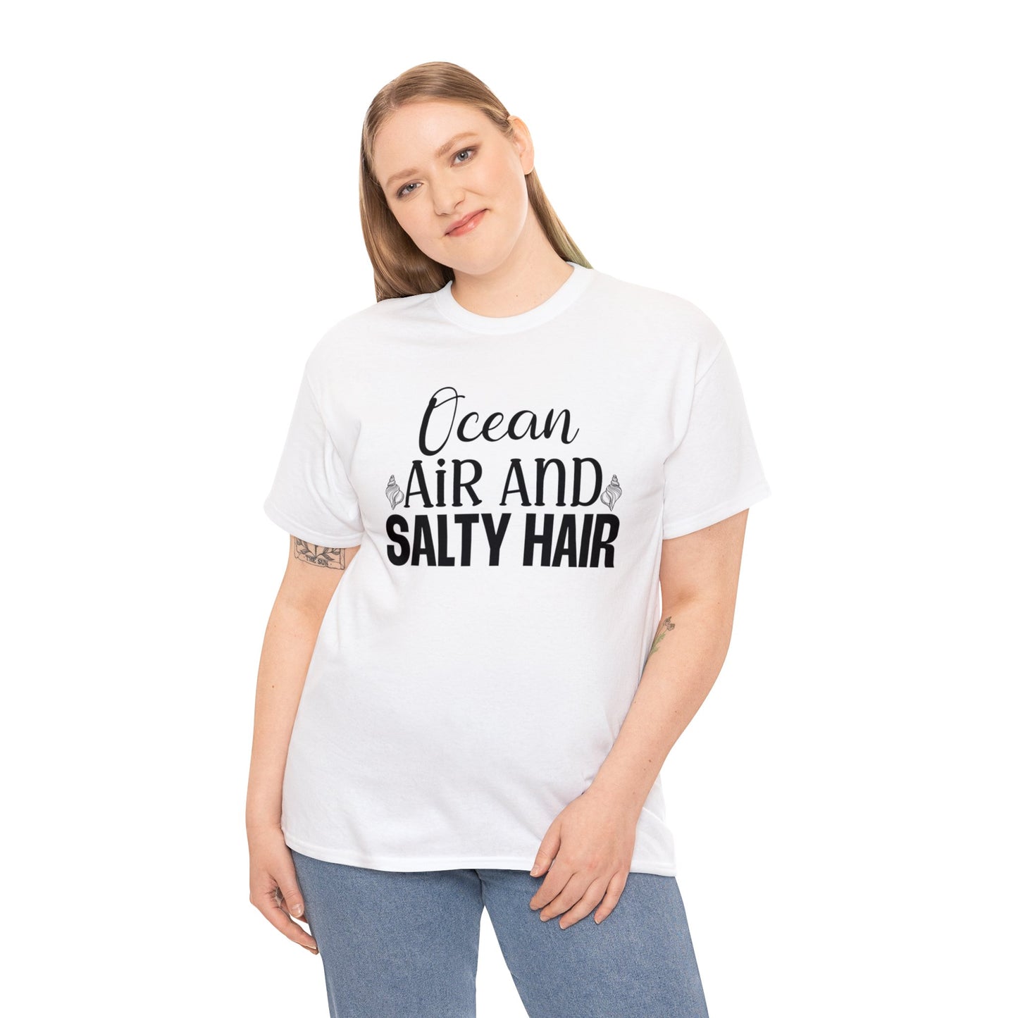 Ocean Air and Salty Hair Unisex Heavy Cotton Tee