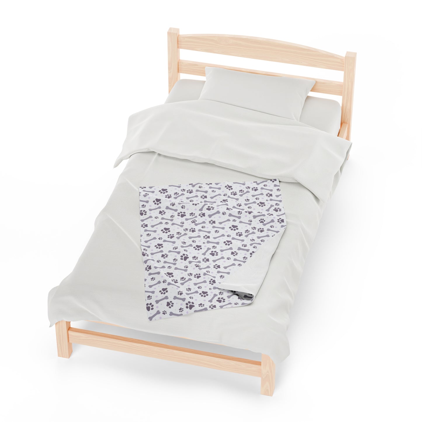 Paw and Bones Print Velveteen Plush Blanket