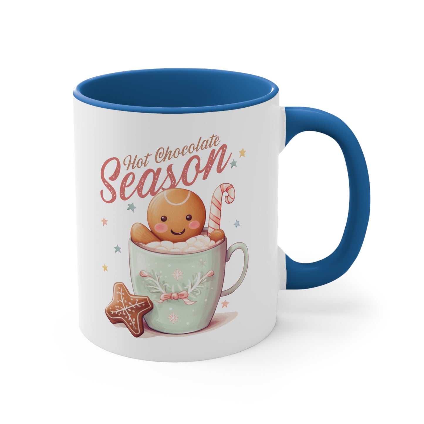 Hot Chocolate Season Pink Accent Coffee Mug Dual Image, 11oz