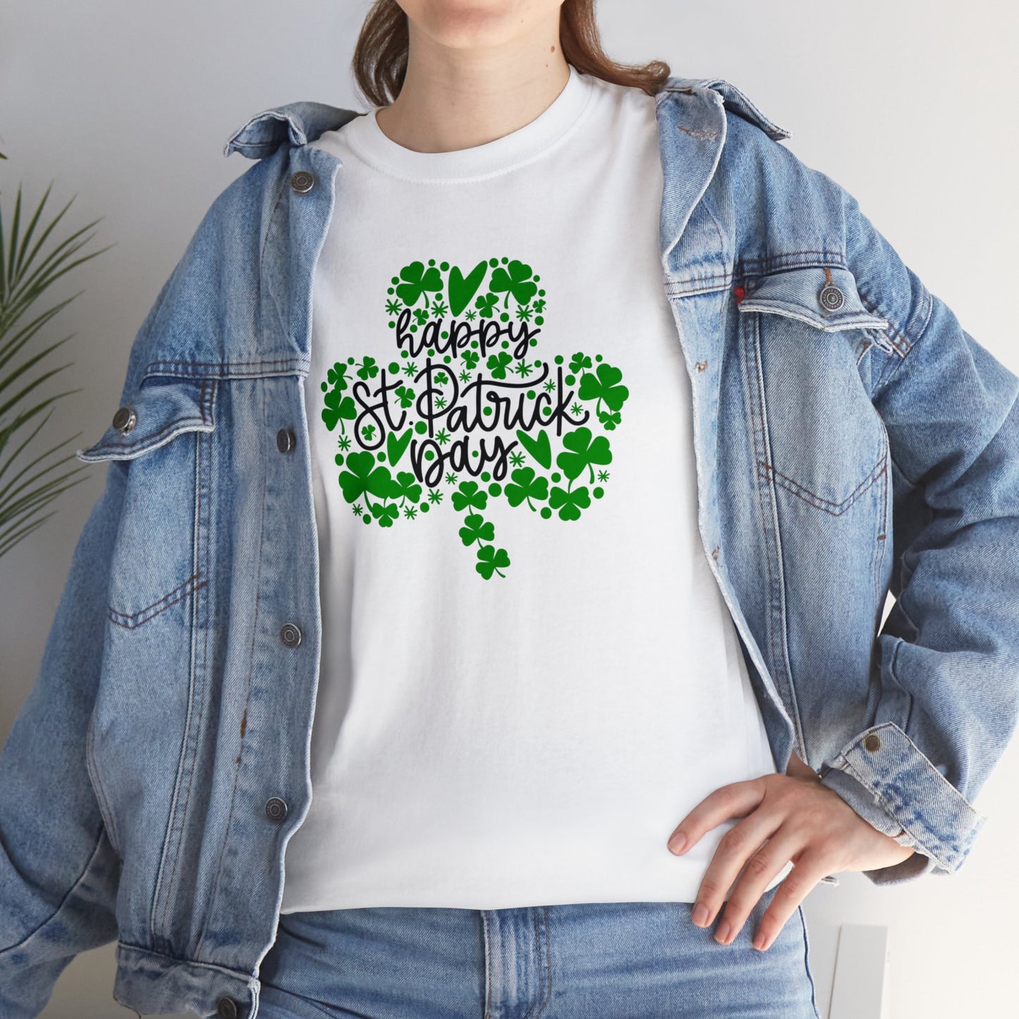 Happy St Patricks Day Clover Unisex Heavy Cotton Tee