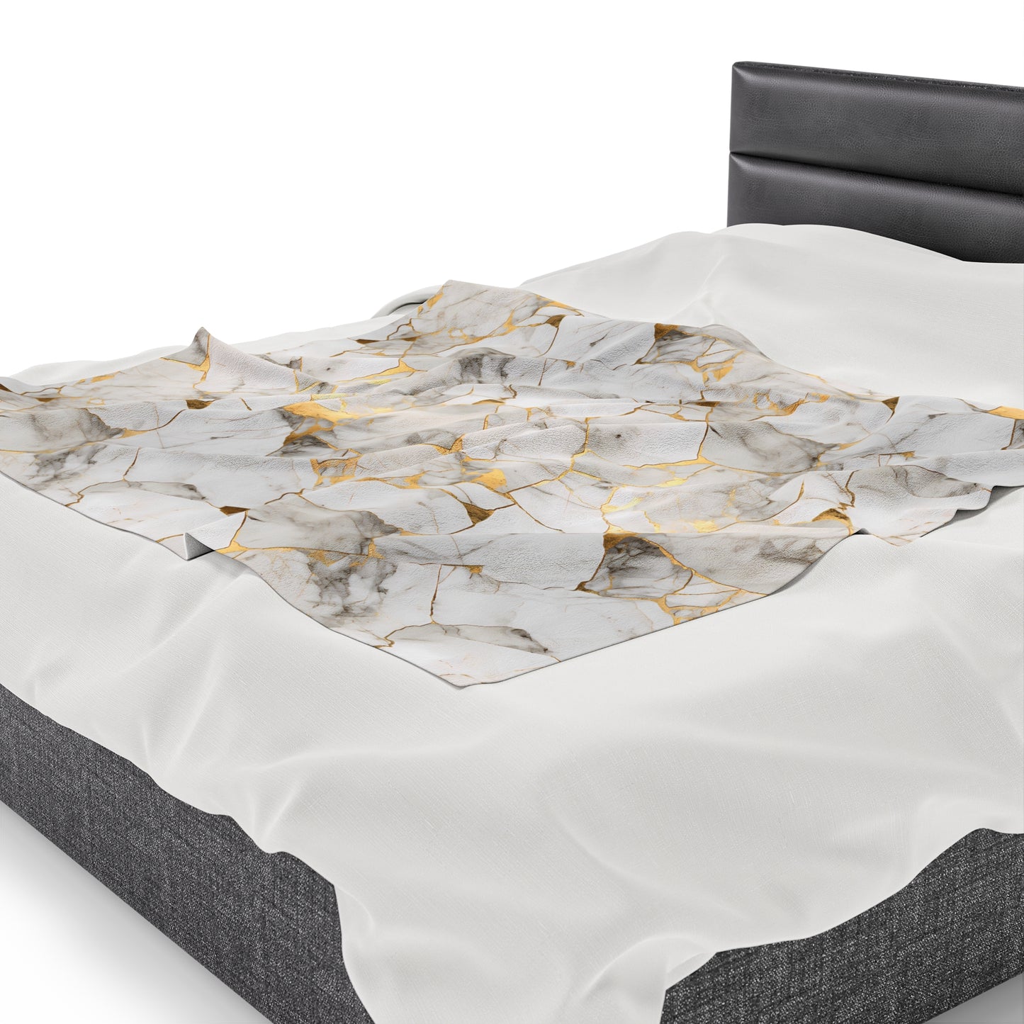 White & Gold Marble Velveteen Plush Blanket