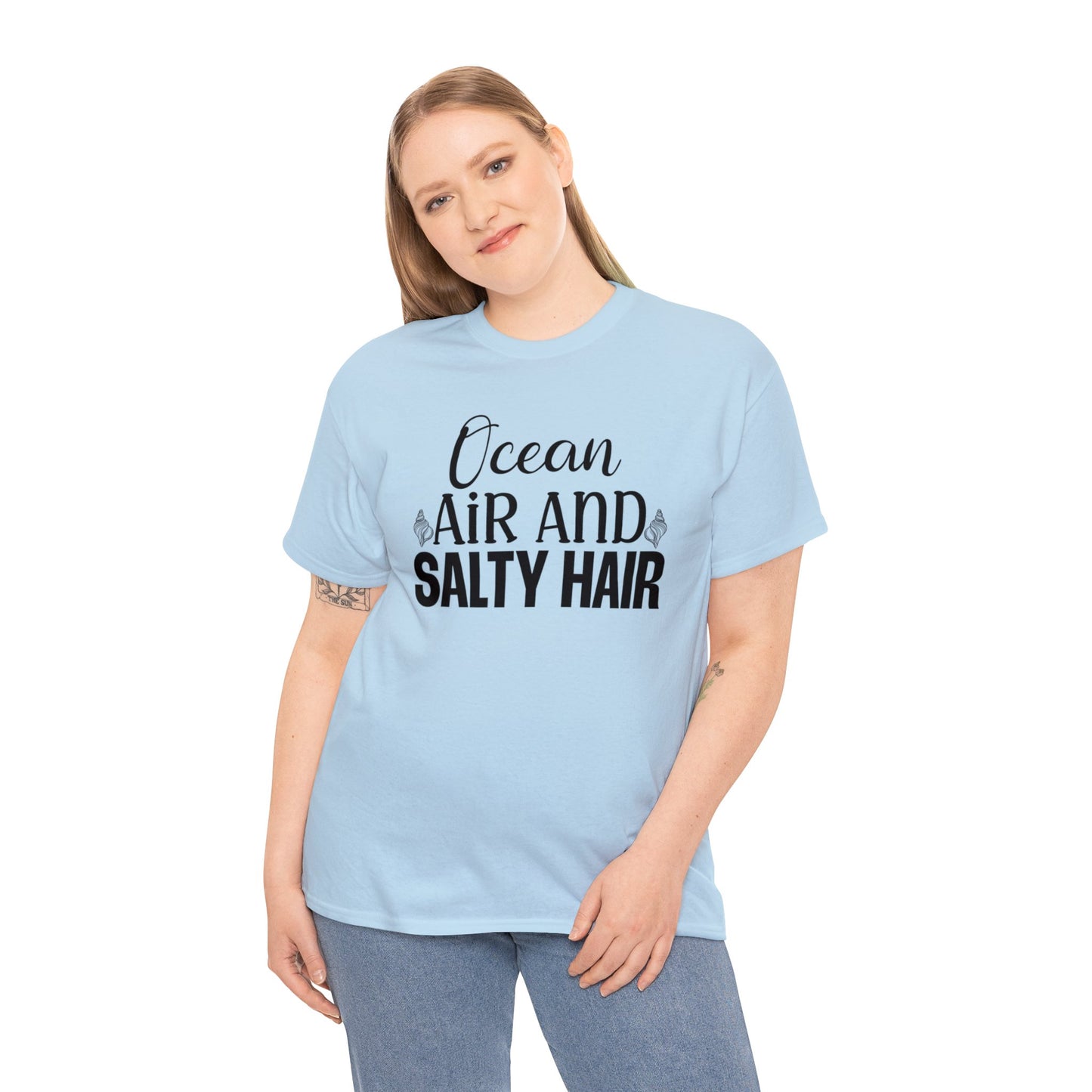 Ocean Air and Salty Hair Unisex Heavy Cotton Tee