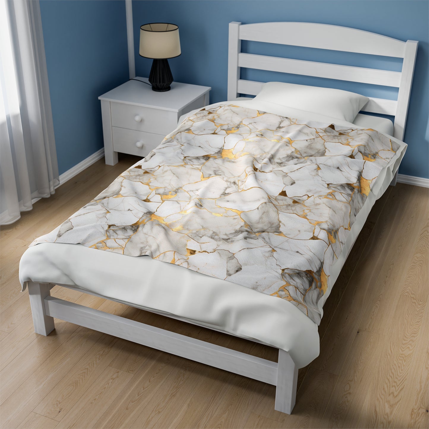 White & Gold Marble Velveteen Plush Blanket