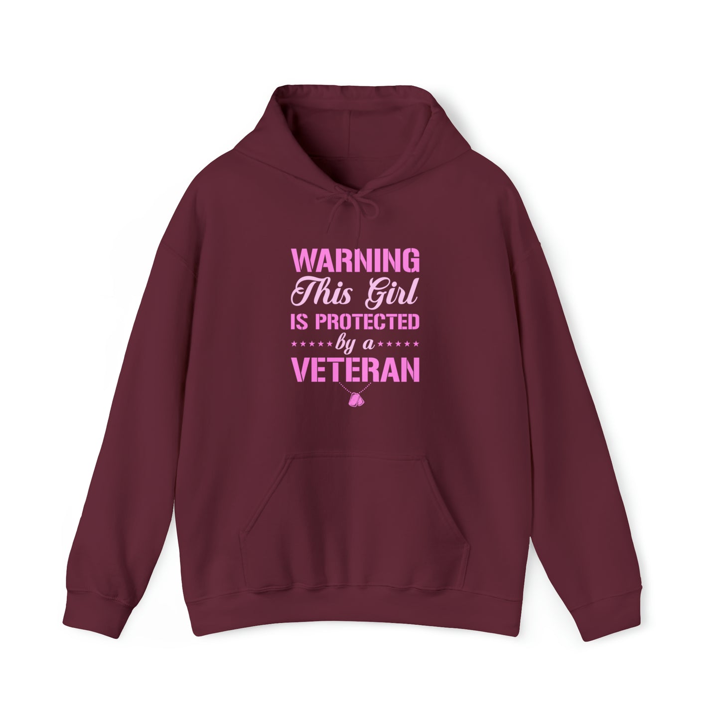 Warning This Girl is Protected by a Veteran Unisex Heavy Blend™ Hooded Sweatshirt