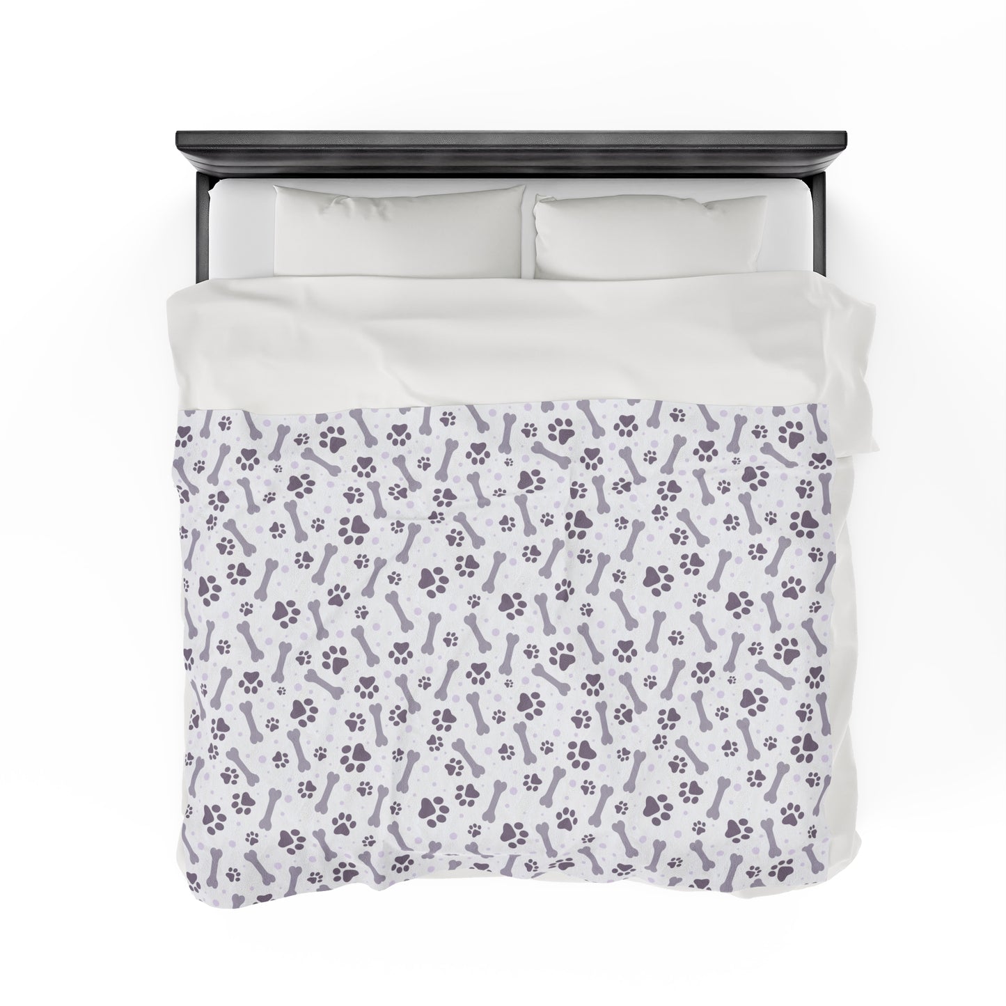Paw and Bones Print Velveteen Plush Blanket