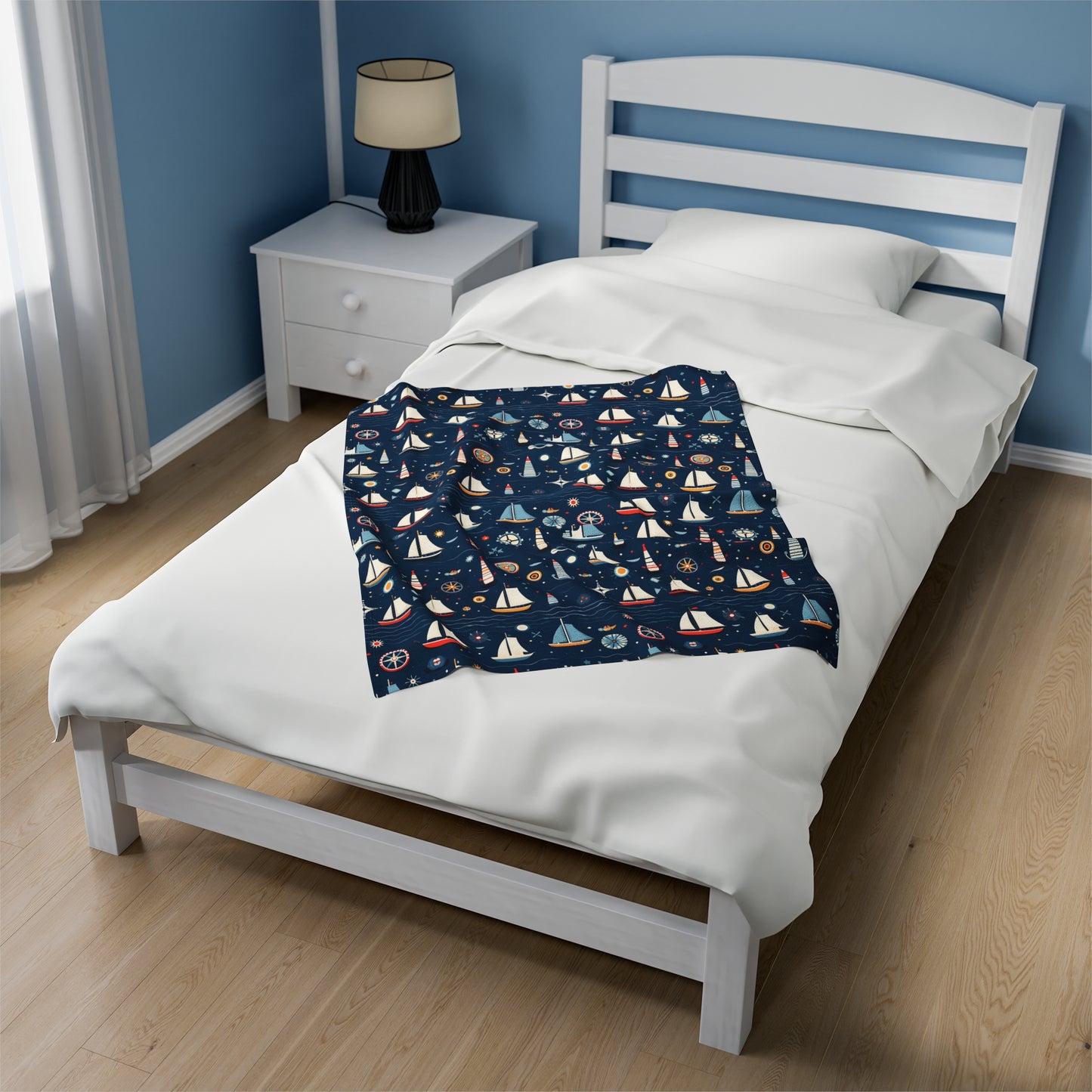 Nautical Inspired Velveteen Plush Blanket