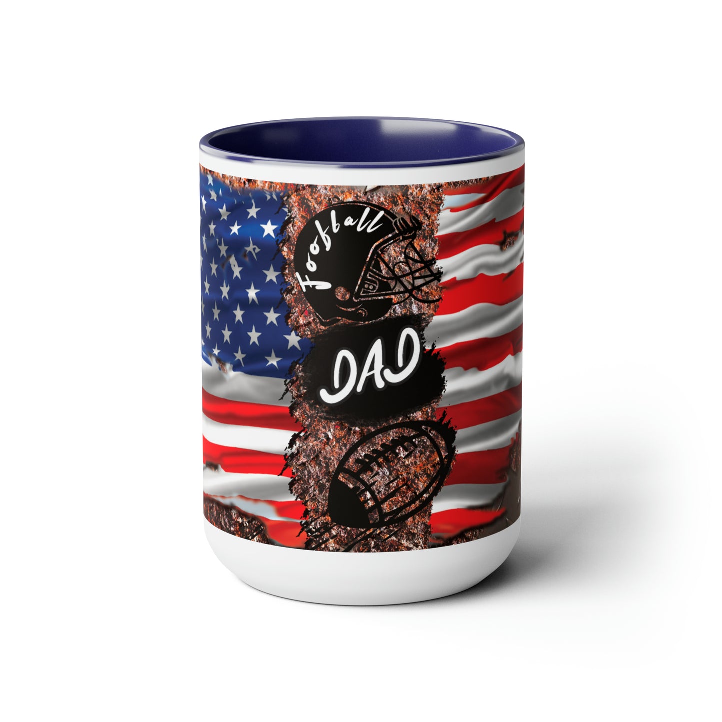 Football Dad Two-Tone Coffee Mugs, 15oz