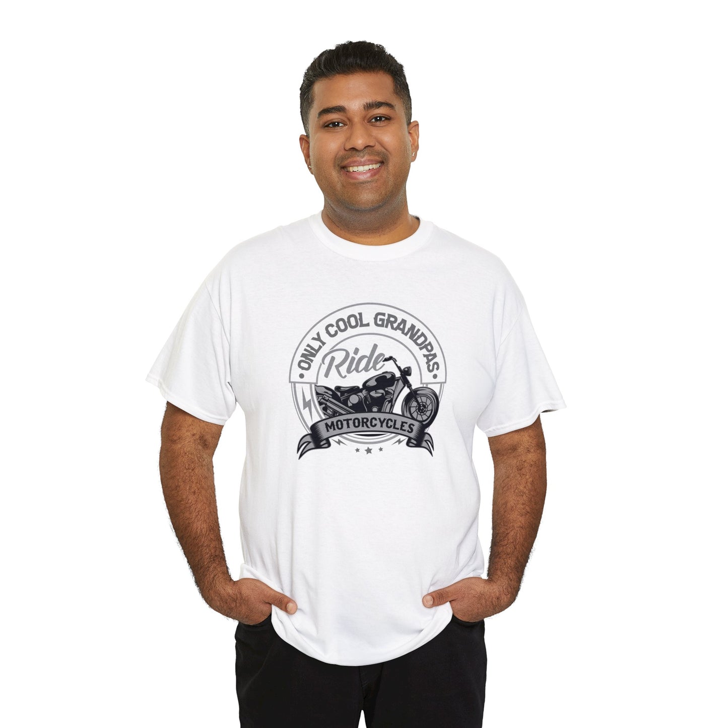 Only Cool Grandpas Ride Motorcycles Unisex Heavy Cotton Tee