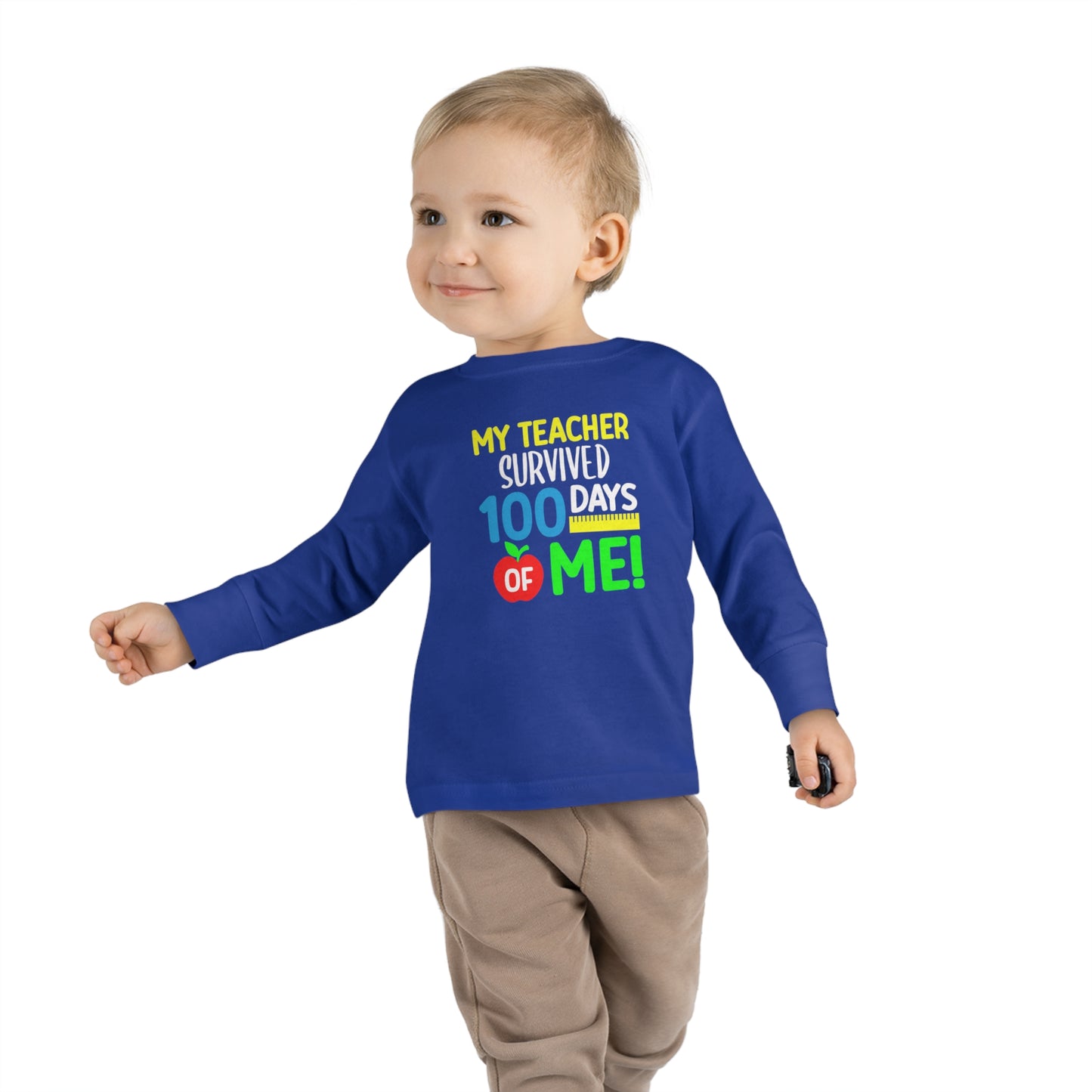 My Teacher Survived 100 days of Me Toddler Long Sleeve Tee
