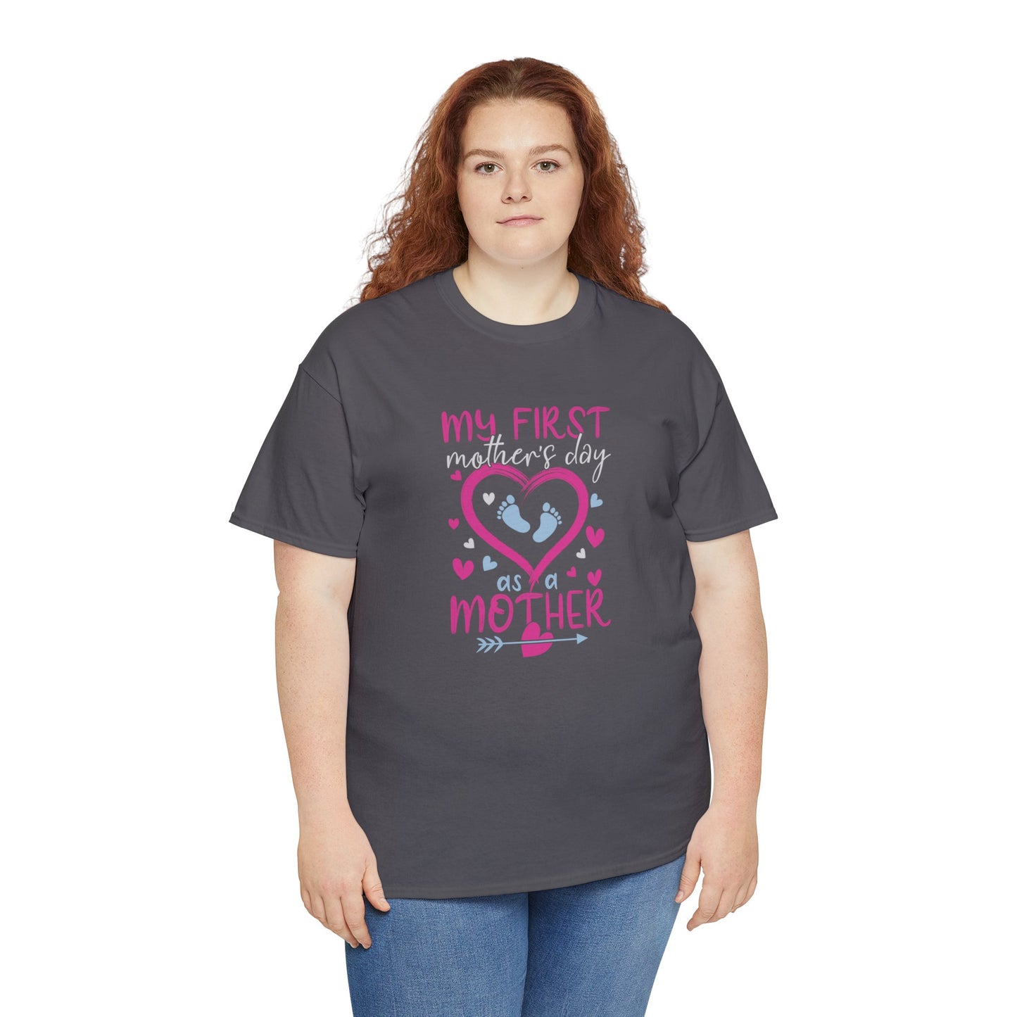 My 1st Mothers Day as a Mom Pink & Blue Unisex Heavy Cotton Tee