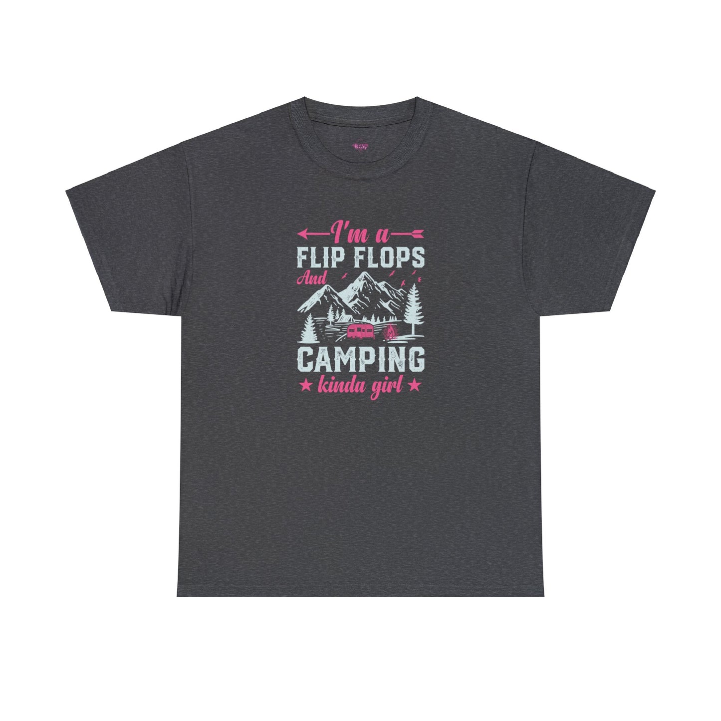 FlipFlops Camping Kinda Girl Unisex Heavy Cotton Tee