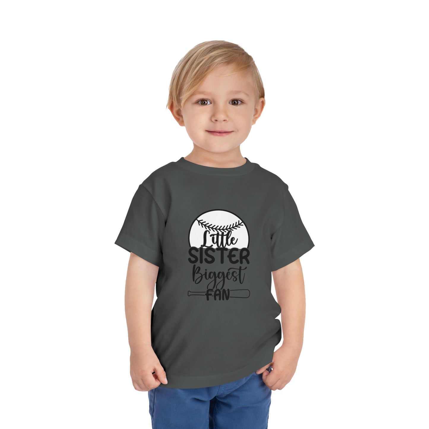 Little Sister Biggest Fan baseball Toddler Short Sleeve Tee