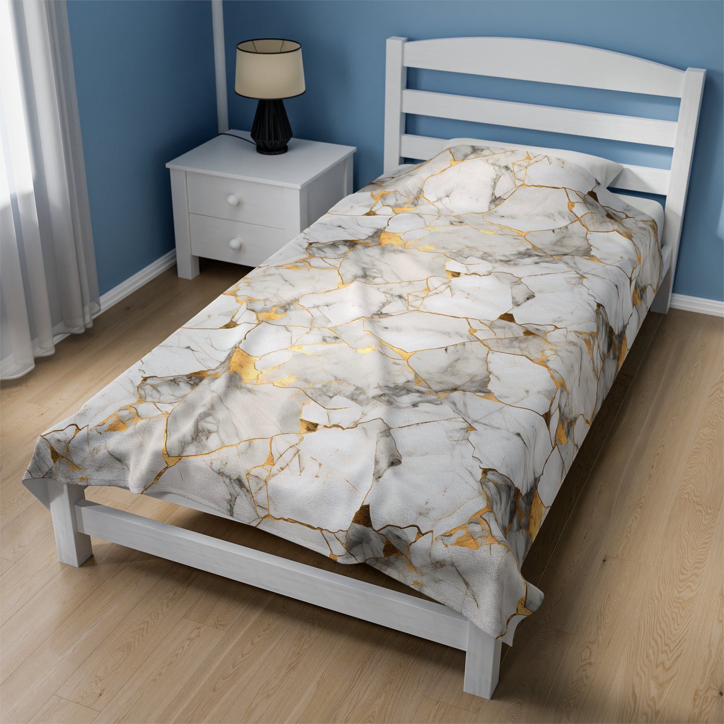 White & Gold Marble Velveteen Plush Blanket