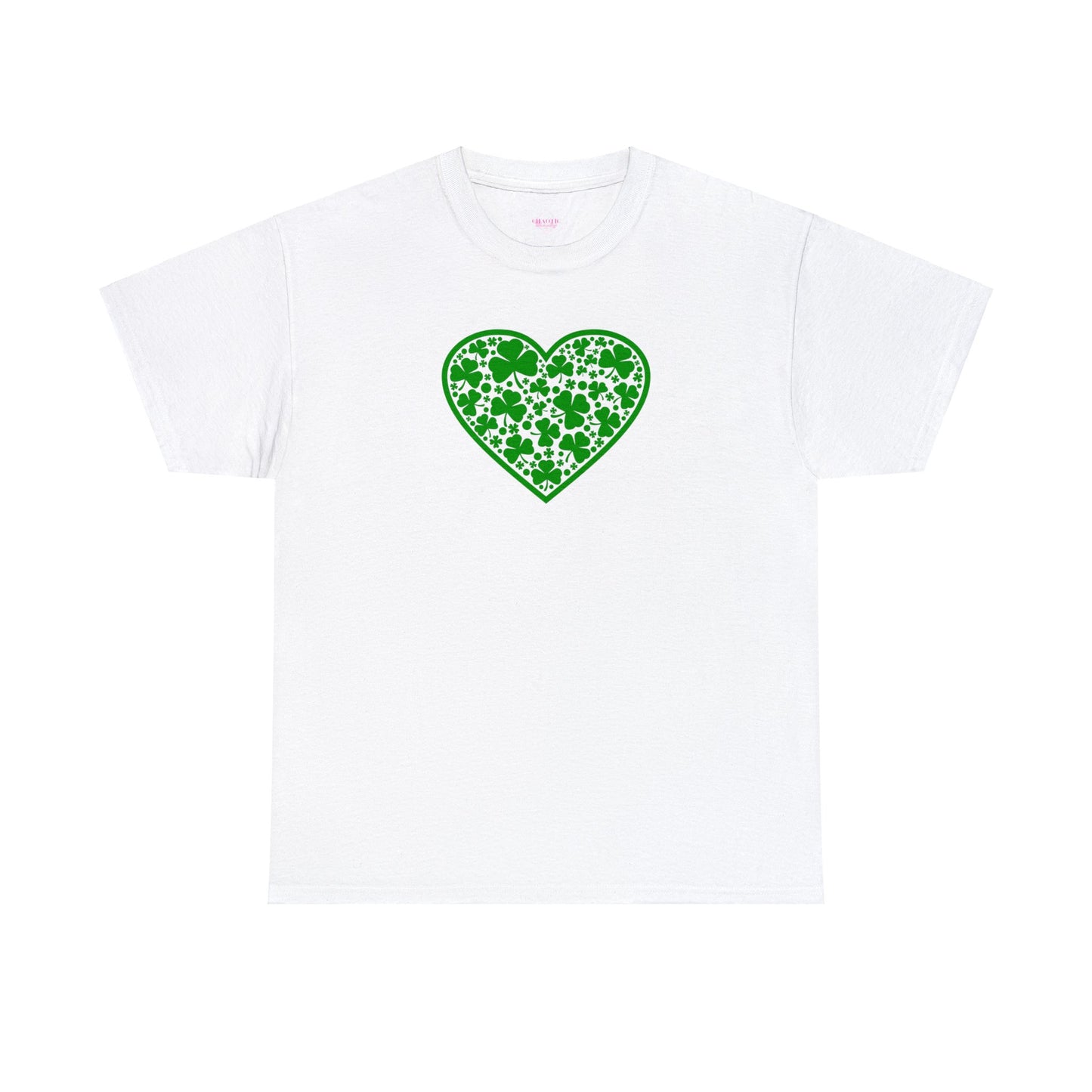 St. Patricks Day Clover Heart Unisex Heavy Cotton Tee