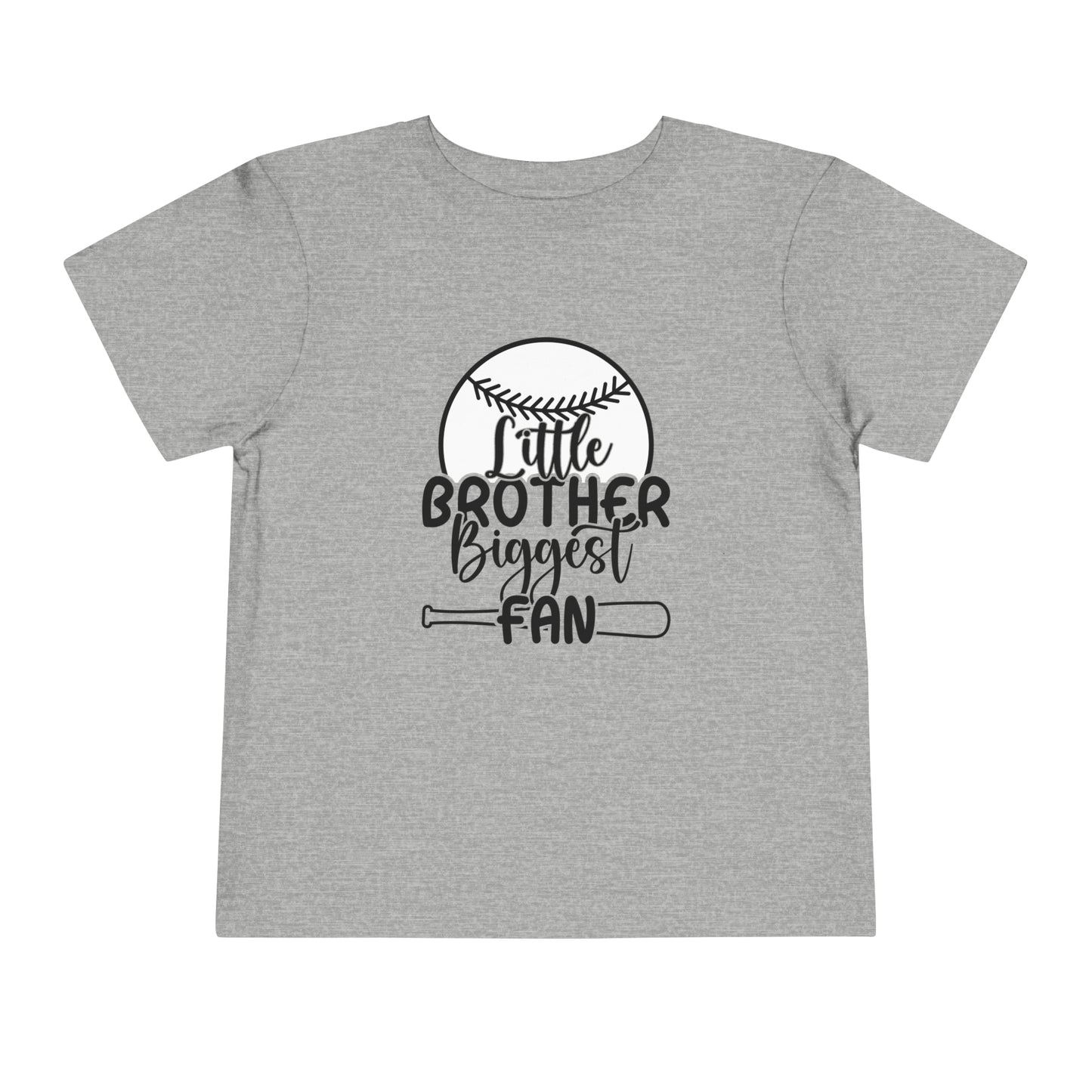 Little Brother Biggest Fan baseball Toddler Short Sleeve Tee