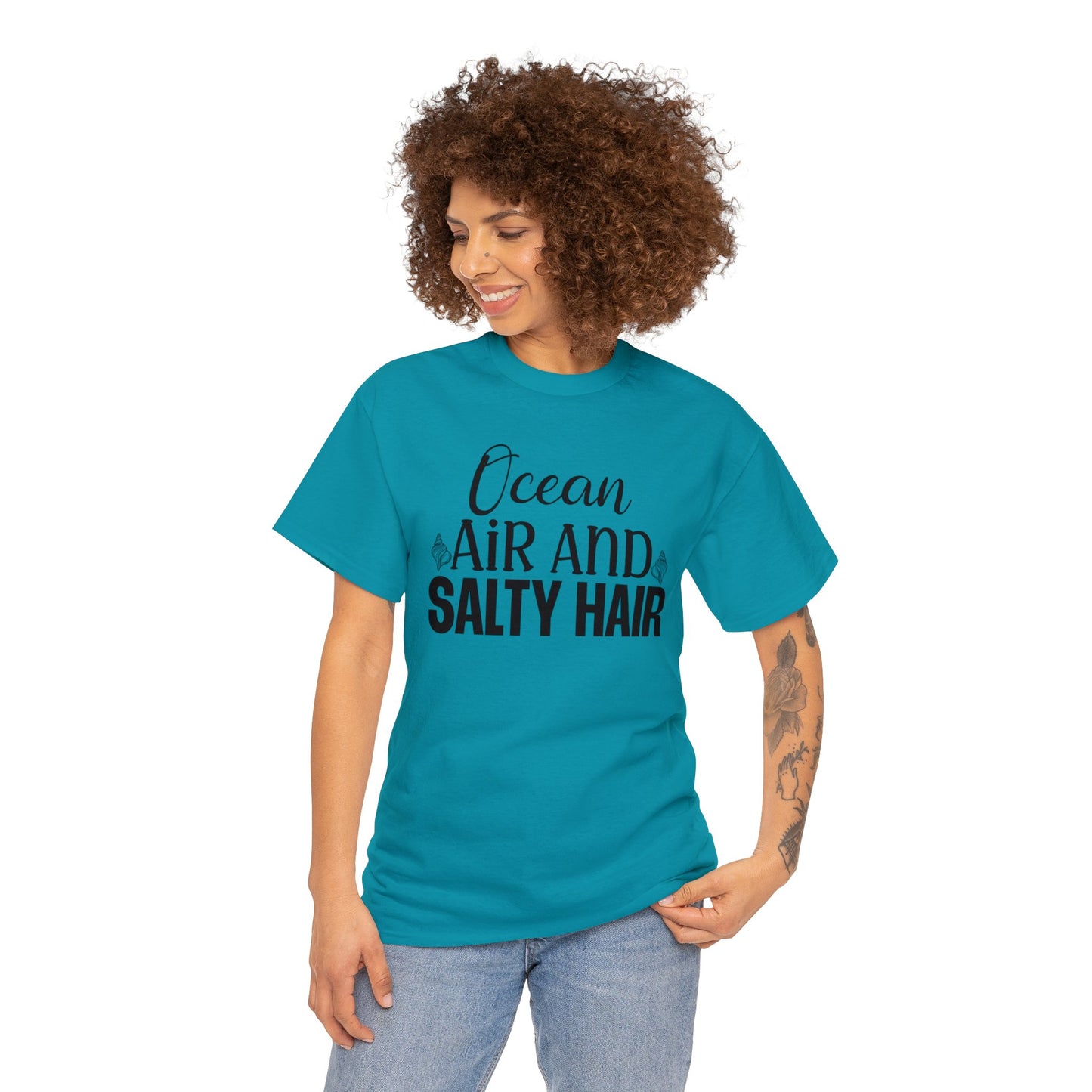 Ocean Air and Salty Hair Unisex Heavy Cotton Tee