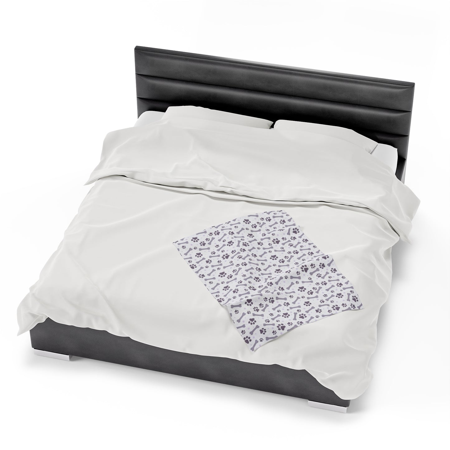 Paw and Bones Print Velveteen Plush Blanket