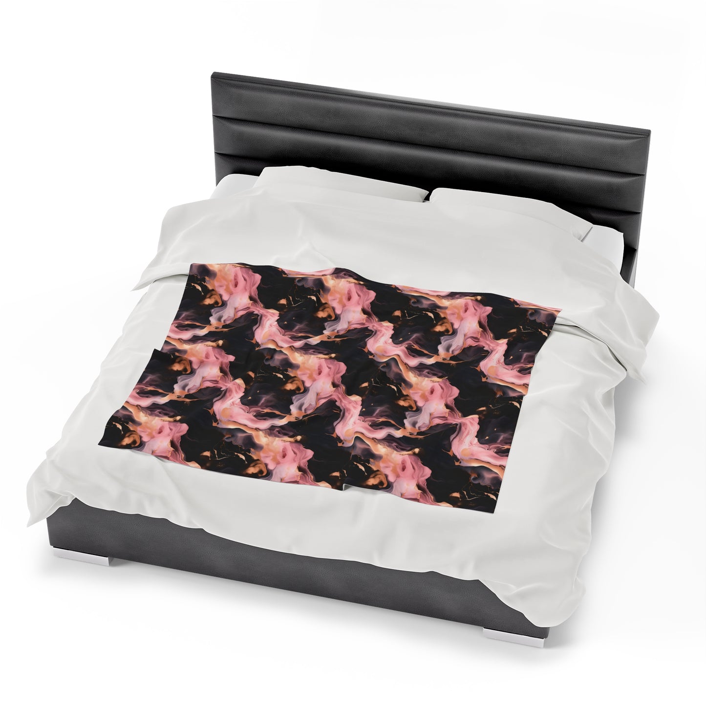 Pink & Black Marble Velveteen Plush Blanket