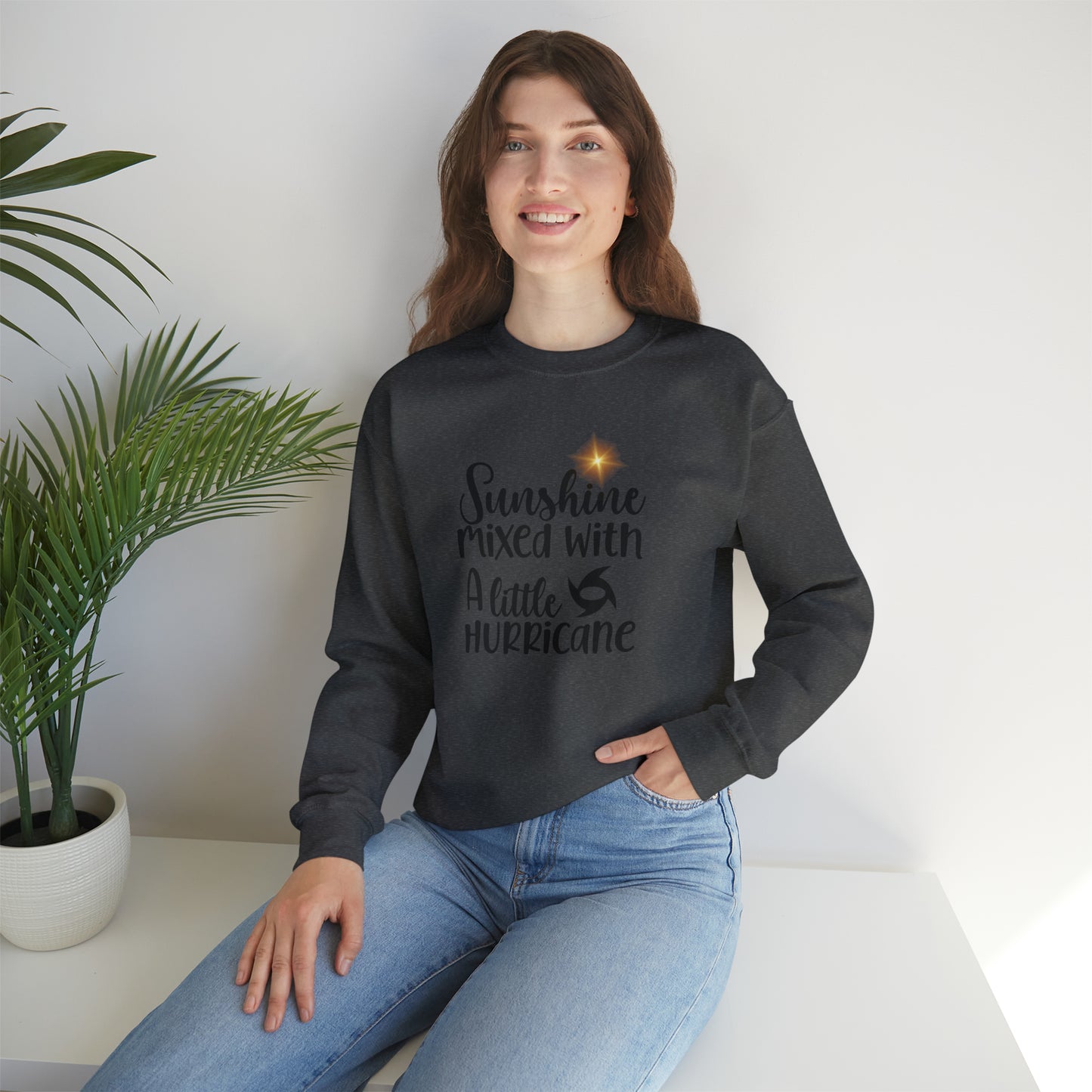 Sunshine Mixed with a Little Hurricane Unisex Heavy Blend™ Crewneck Sweatshirt