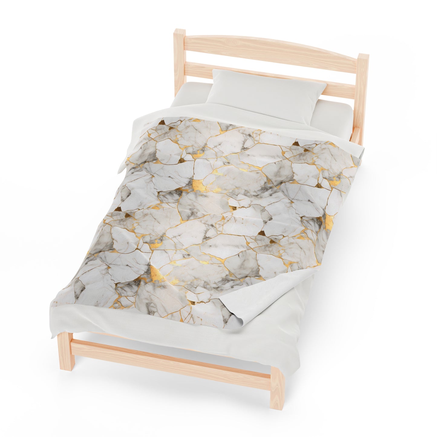 White & Gold Marble Velveteen Plush Blanket