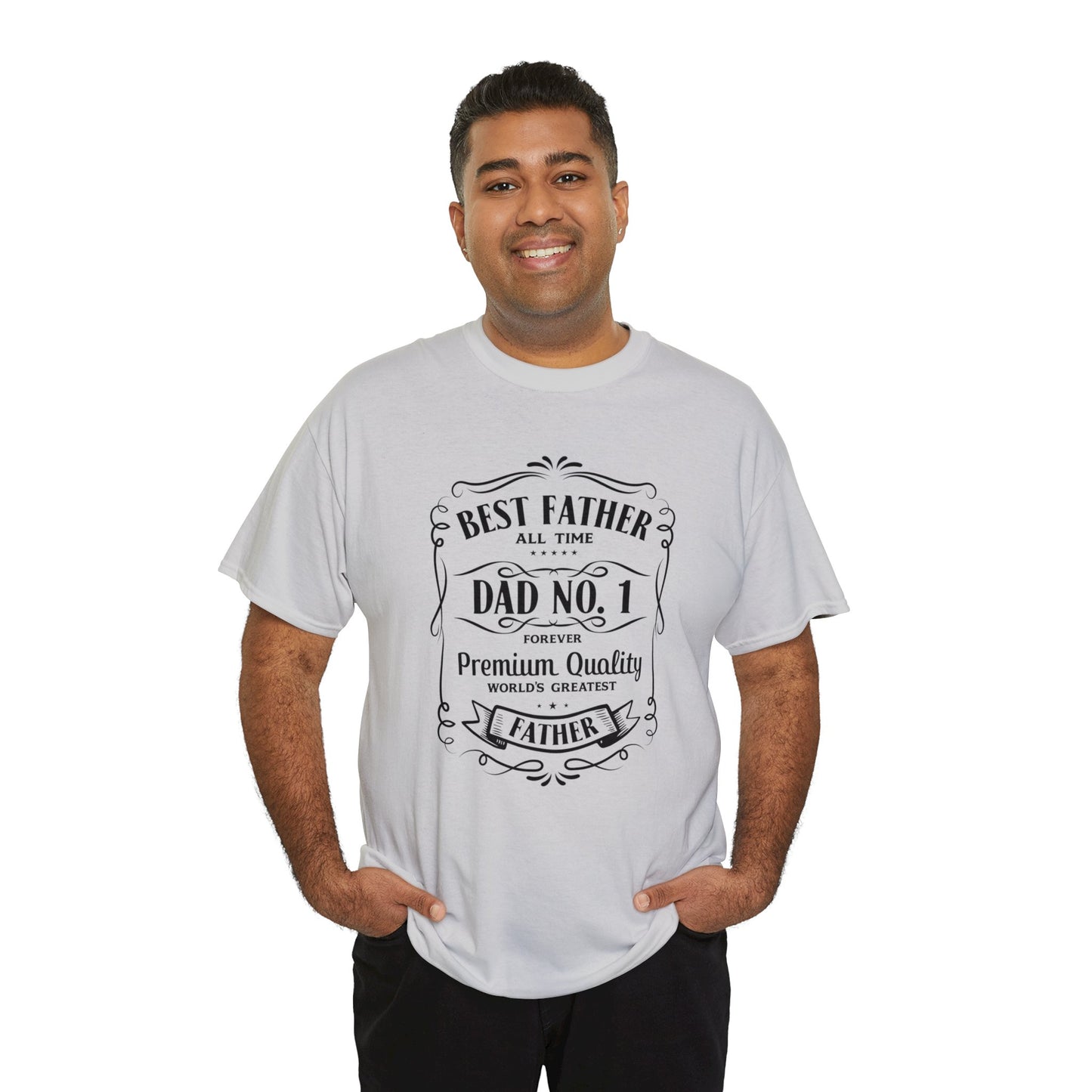 Best Father NO.1 whiskey label design Unisex Heavy Cotton Tee
