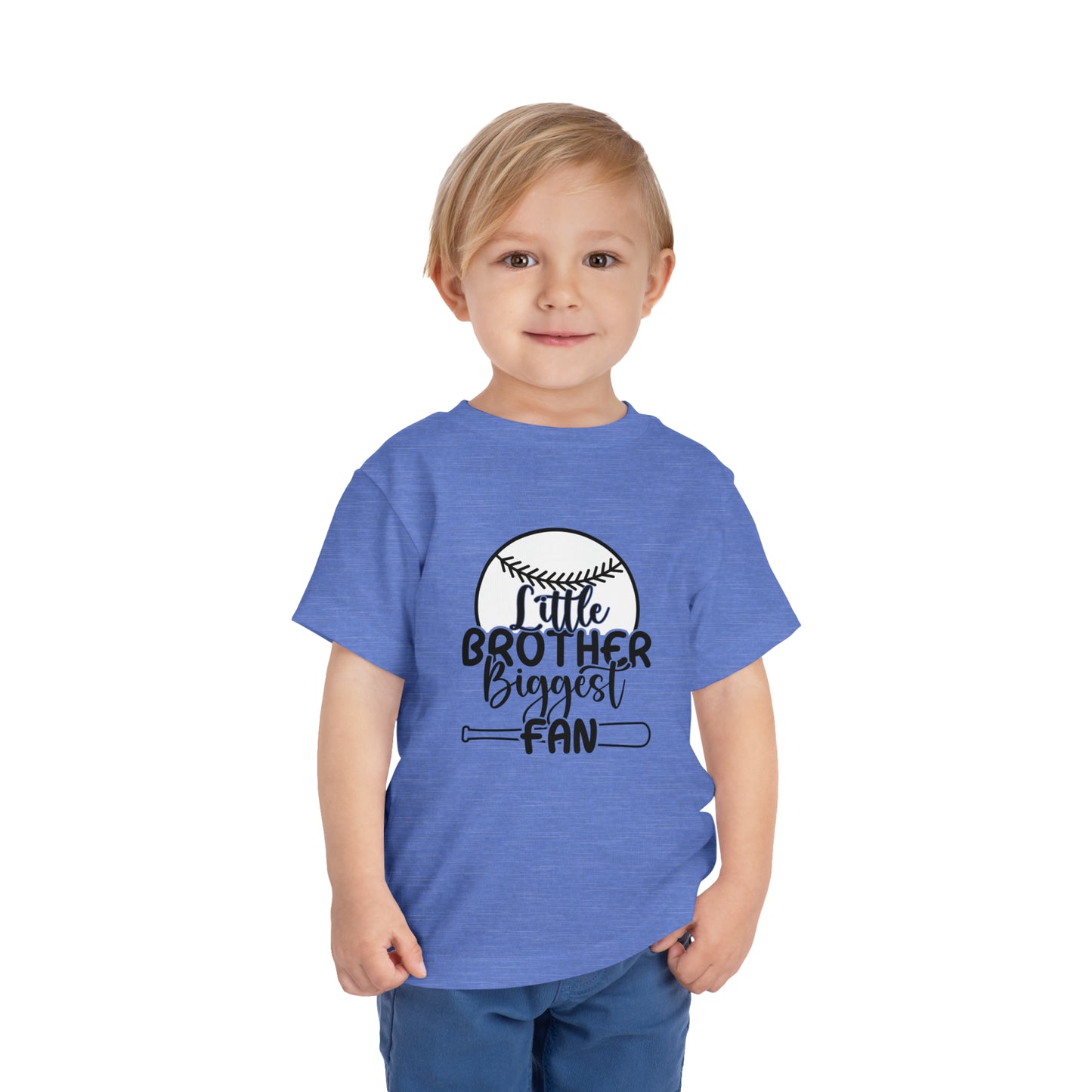Little Brother Biggest Fan baseball Toddler Short Sleeve Tee