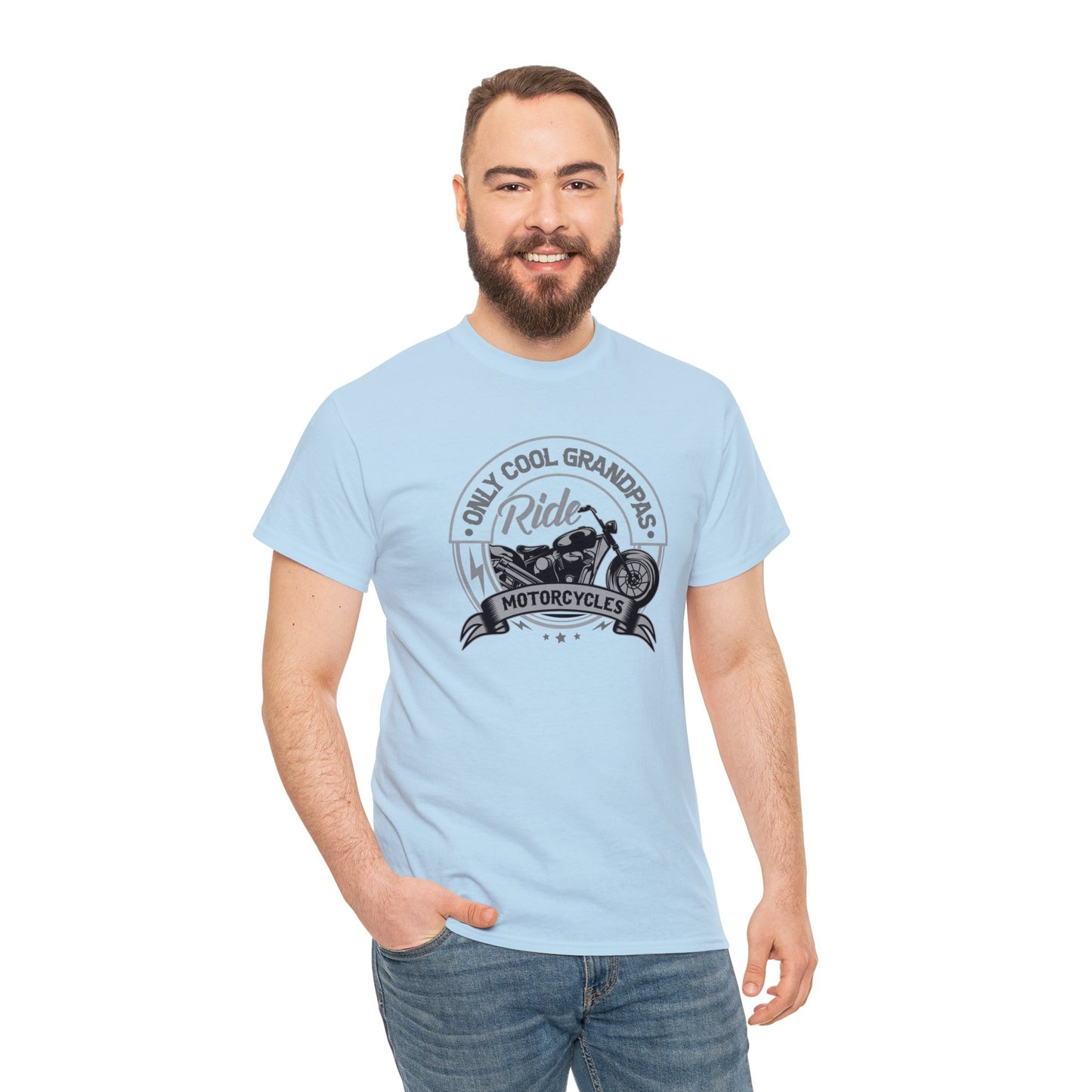 Only Cool Grandpas Ride Motorcycles Unisex Heavy Cotton Tee