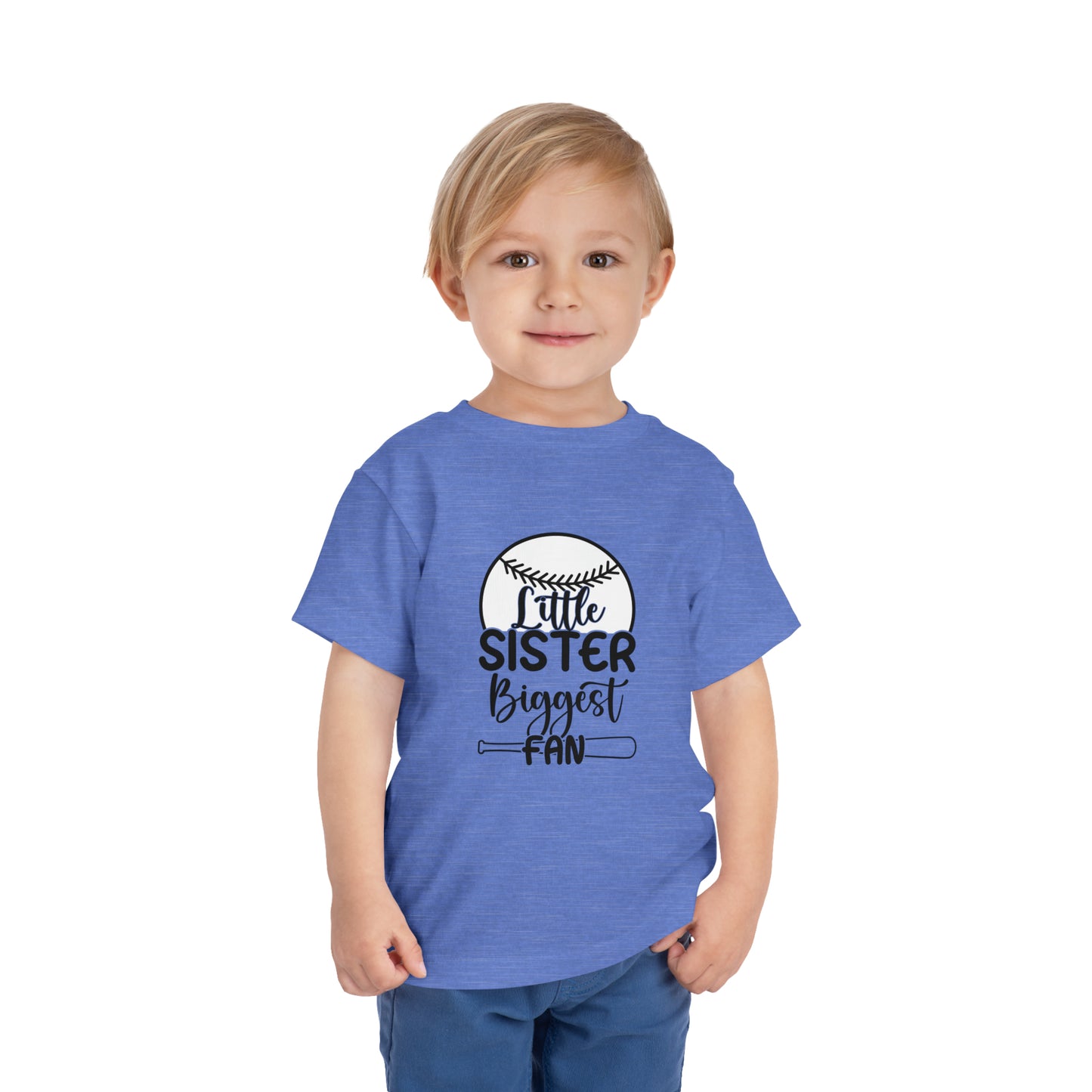 Little Sister Biggest Fan baseball Toddler Short Sleeve Tee