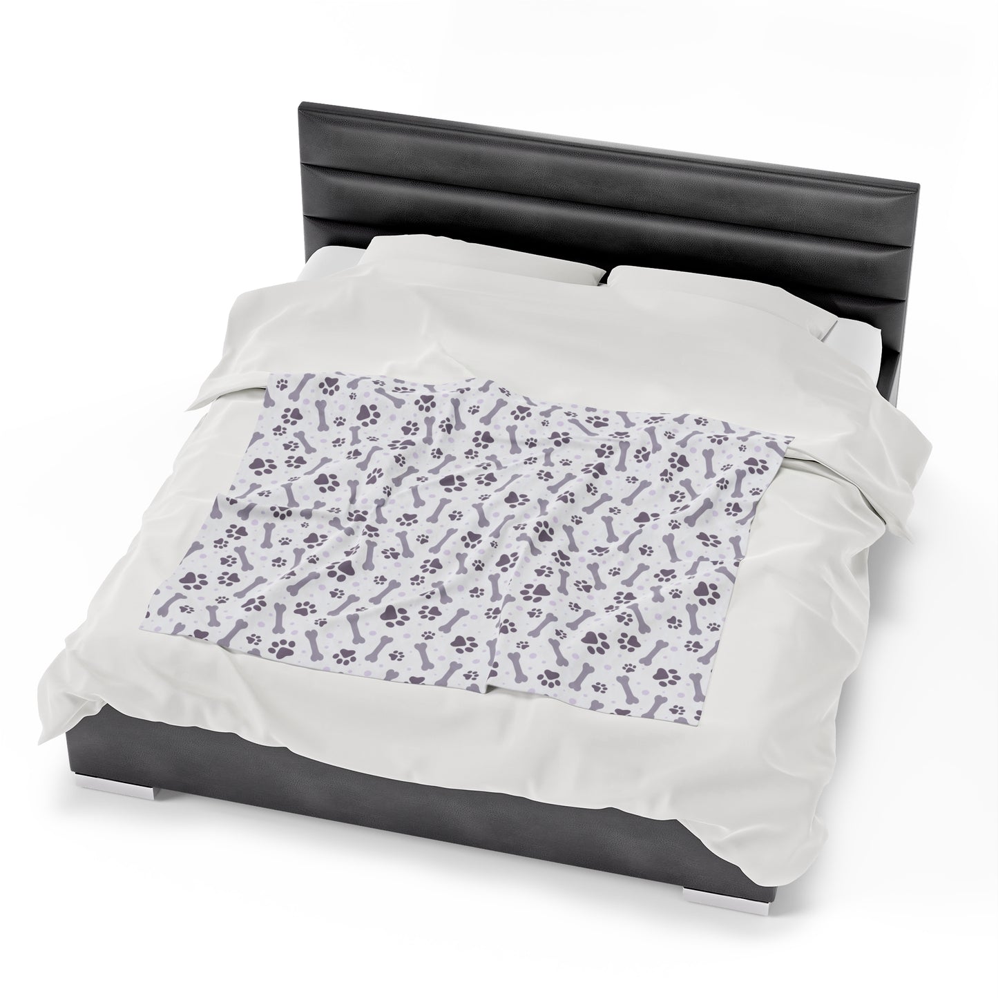Paw and Bones Print Velveteen Plush Blanket
