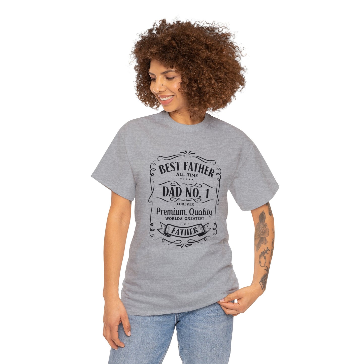 Best Father NO.1 whiskey label design Unisex Heavy Cotton Tee