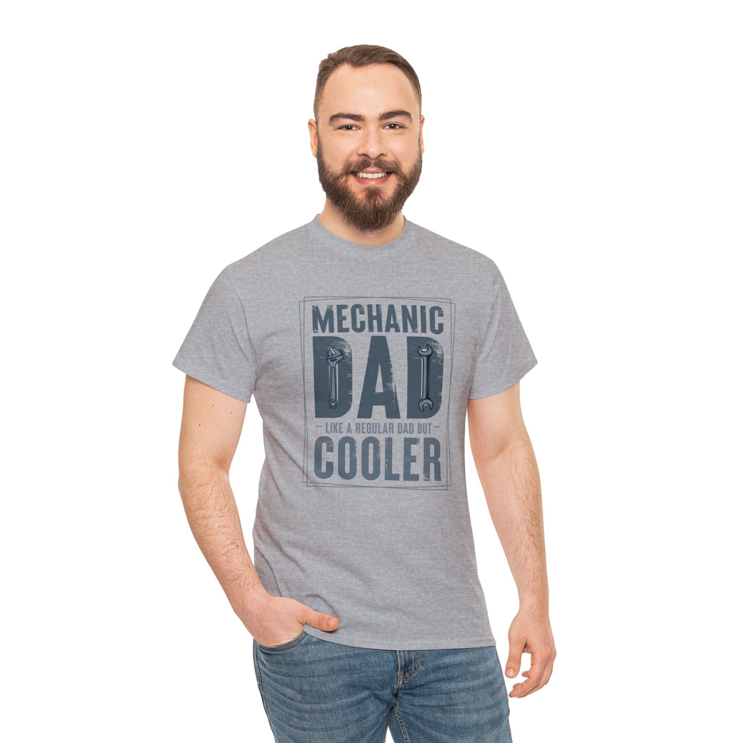 Mechanic Dad Like a Regular Dad But Cooler Unisex Heavy Cotton Tee