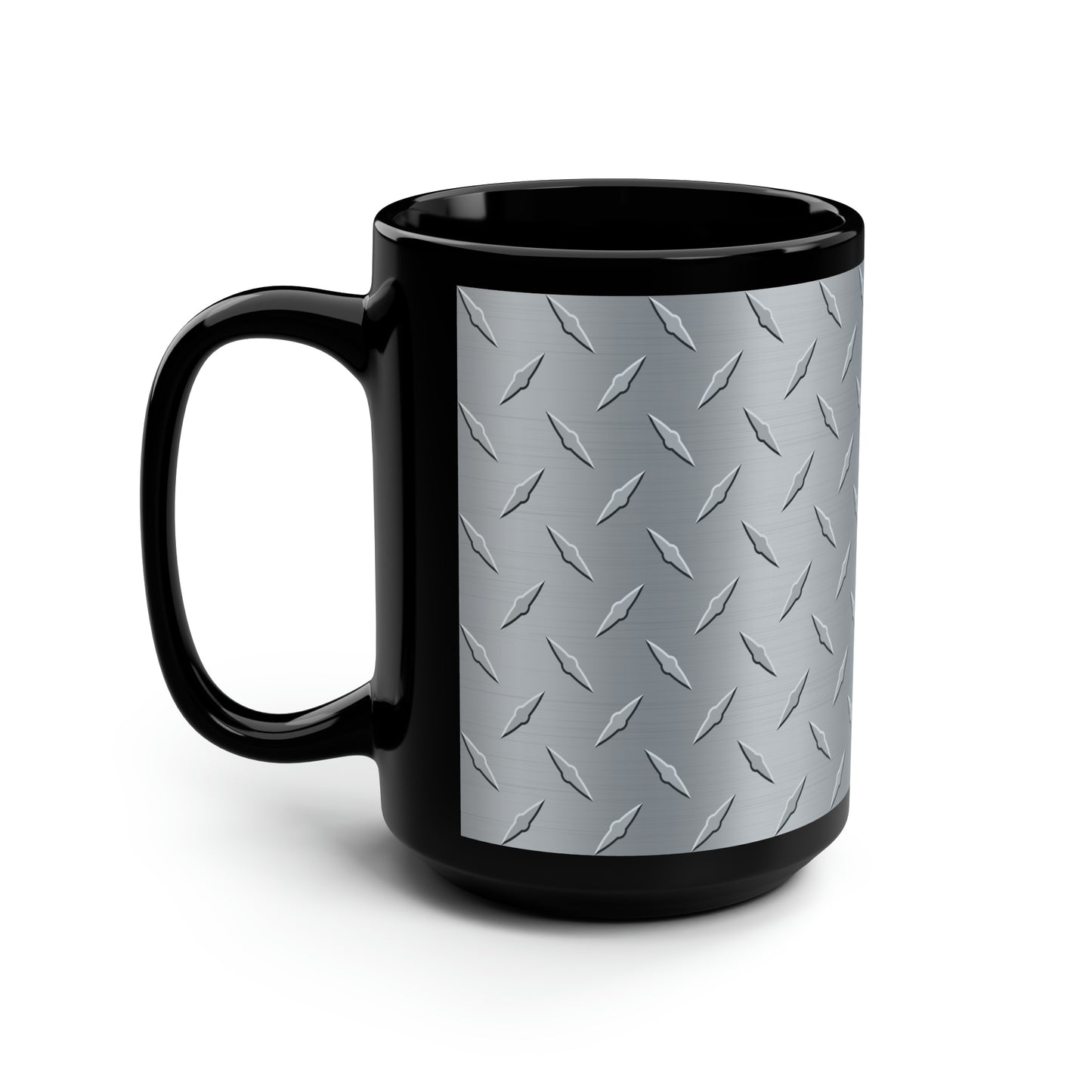 Diamond Plate Black Mug, 15oz