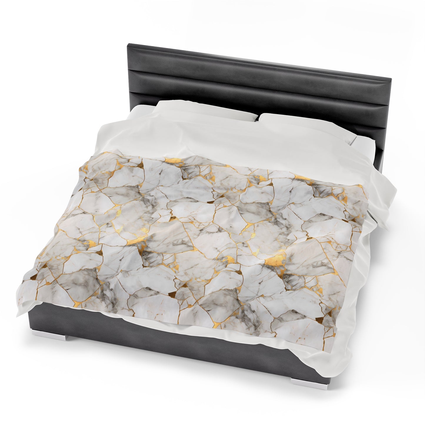 White & Gold Marble Velveteen Plush Blanket