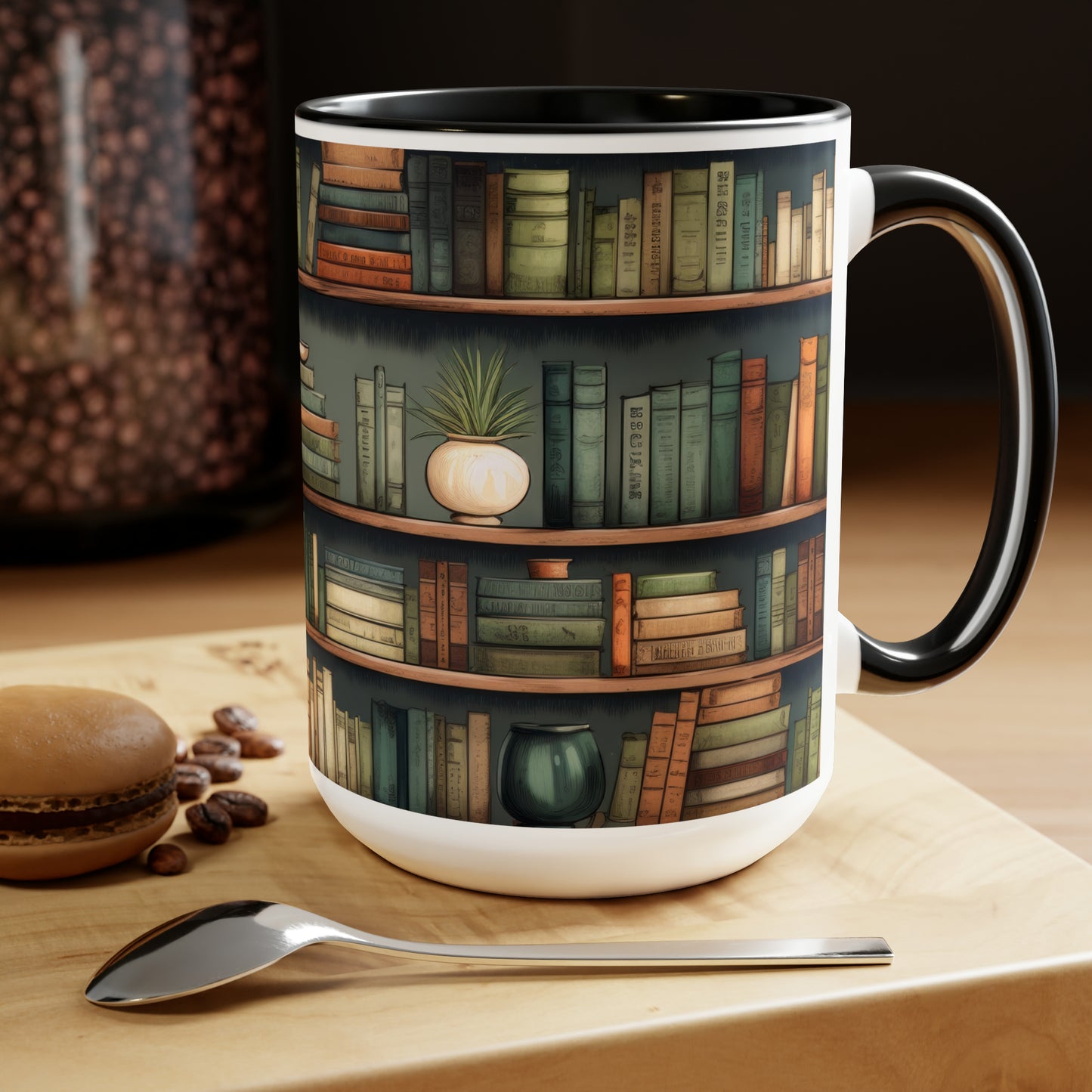 Library Two-Tone Coffee Mugs, 15oz
