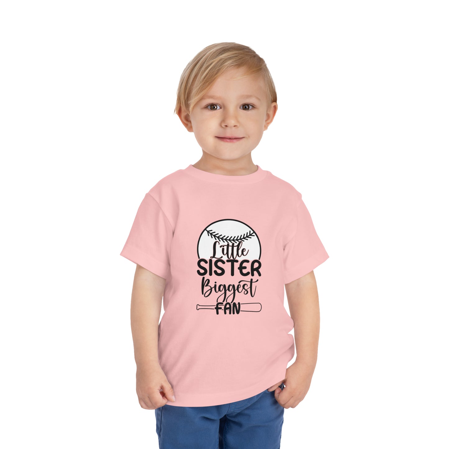 Little Sister Biggest Fan baseball Toddler Short Sleeve Tee