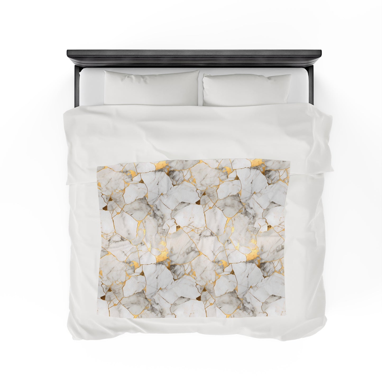 White & Gold Marble Velveteen Plush Blanket