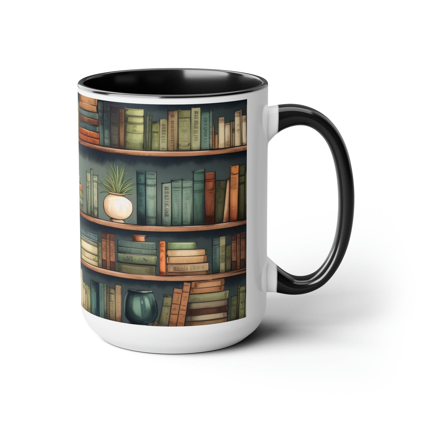 Library Two-Tone Coffee Mugs, 15oz