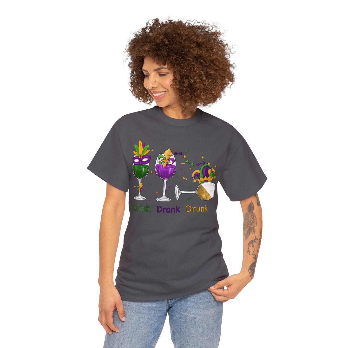 Mardi Gras Drink Drank Drunk Unisex Heavy Cotton Tee