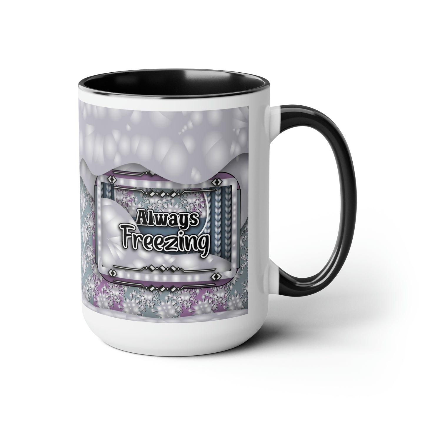 Always Freezing Two-Tone Coffee Mugs, 15oz