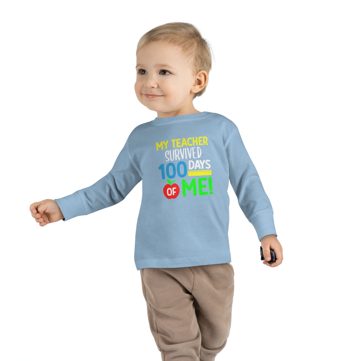 My Teacher Survived 100 days of Me Toddler Long Sleeve Tee