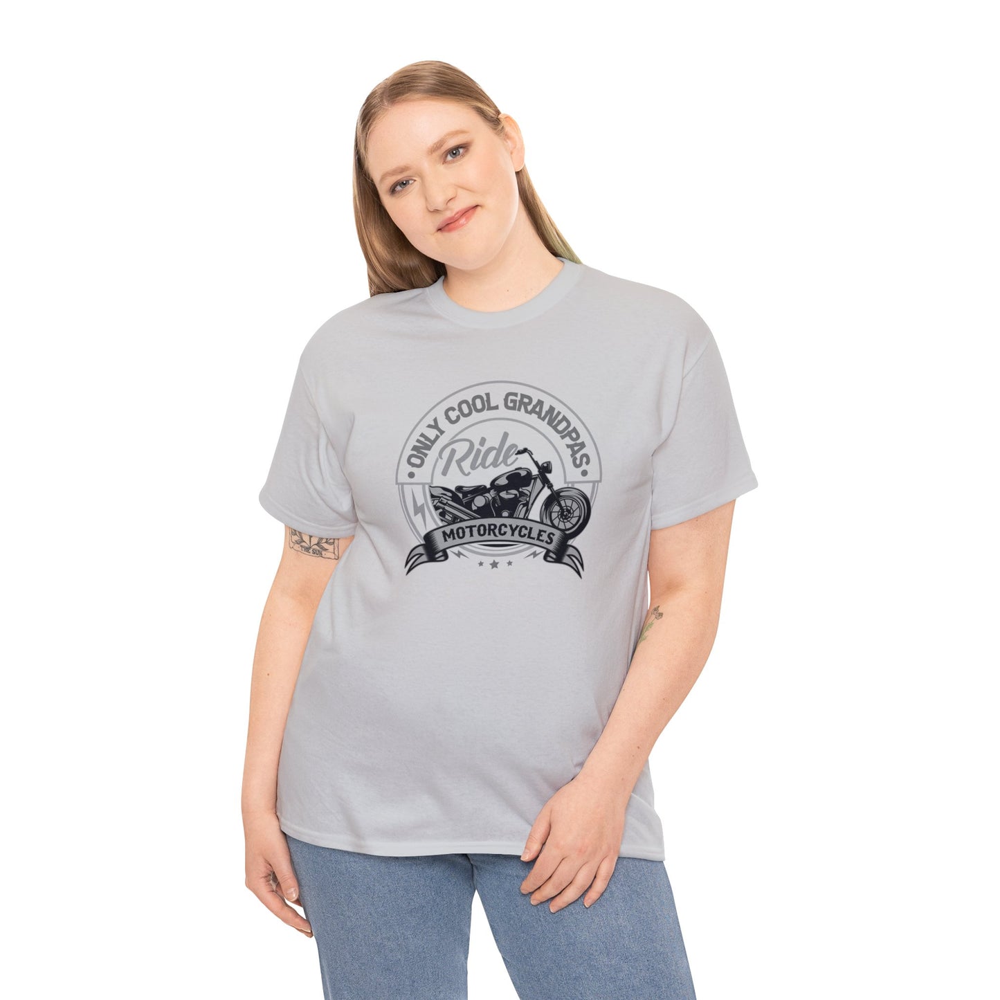 Only Cool Grandpas Ride Motorcycles Unisex Heavy Cotton Tee