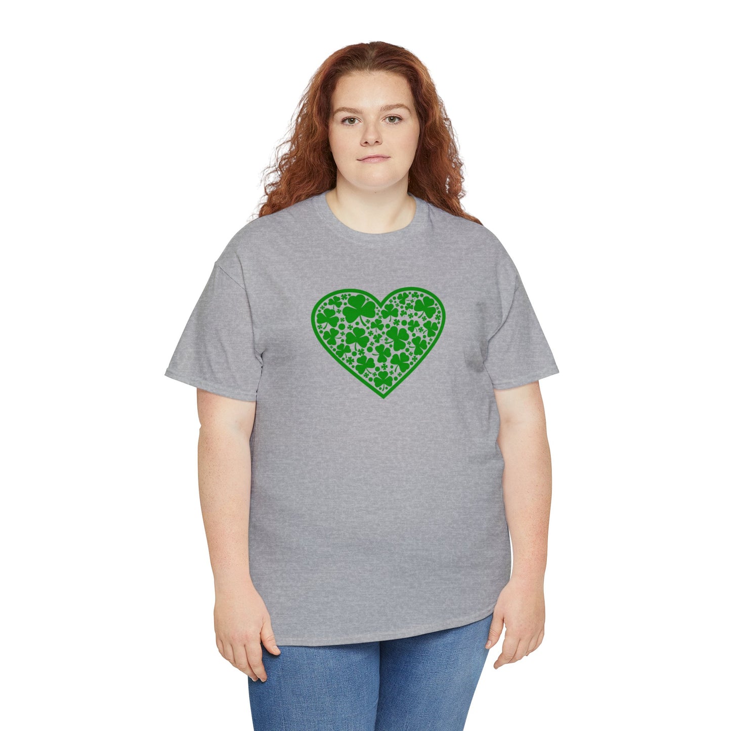 St. Patricks Day Clover Heart Unisex Heavy Cotton Tee
