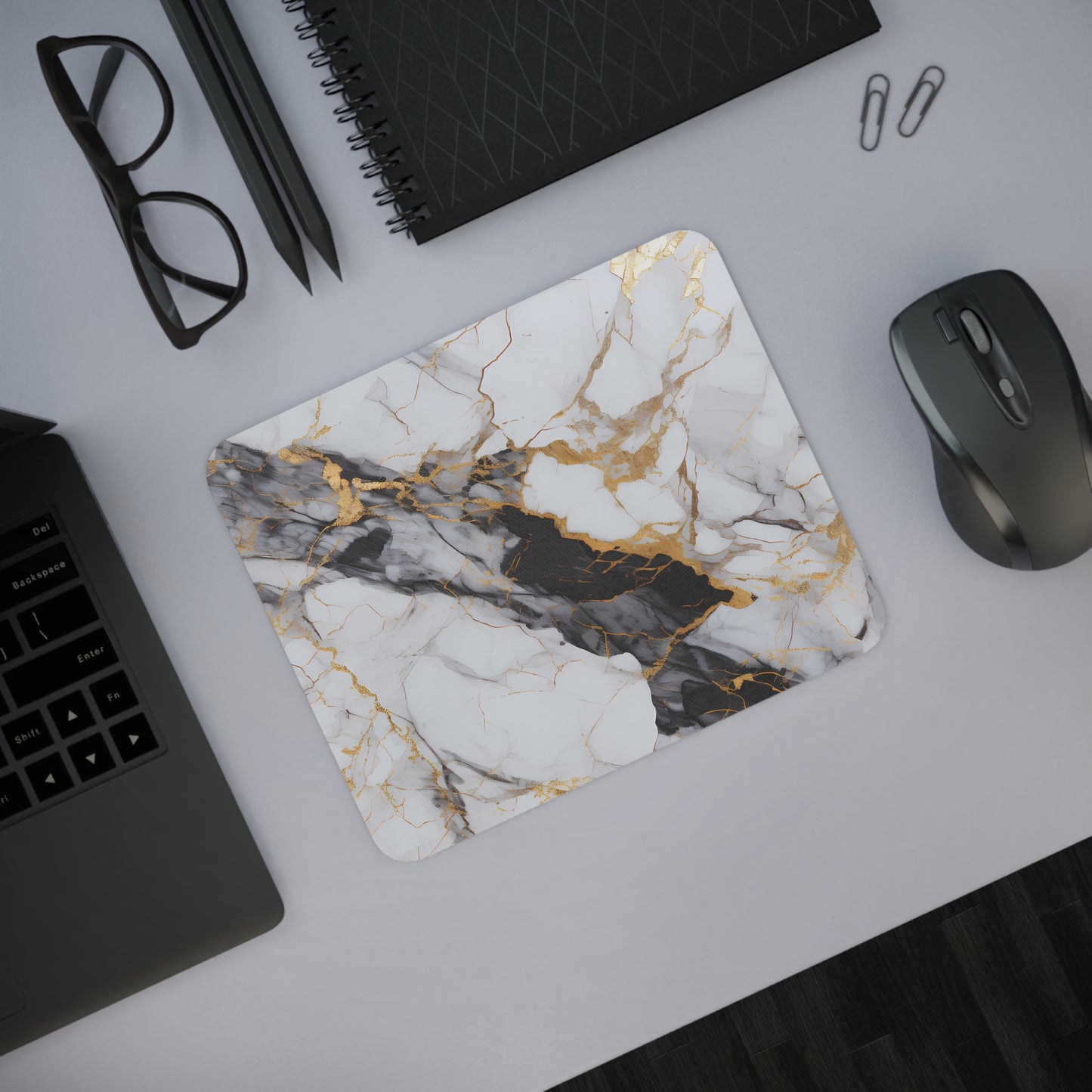 Black & Gold Marble Desk Mouse Pad
