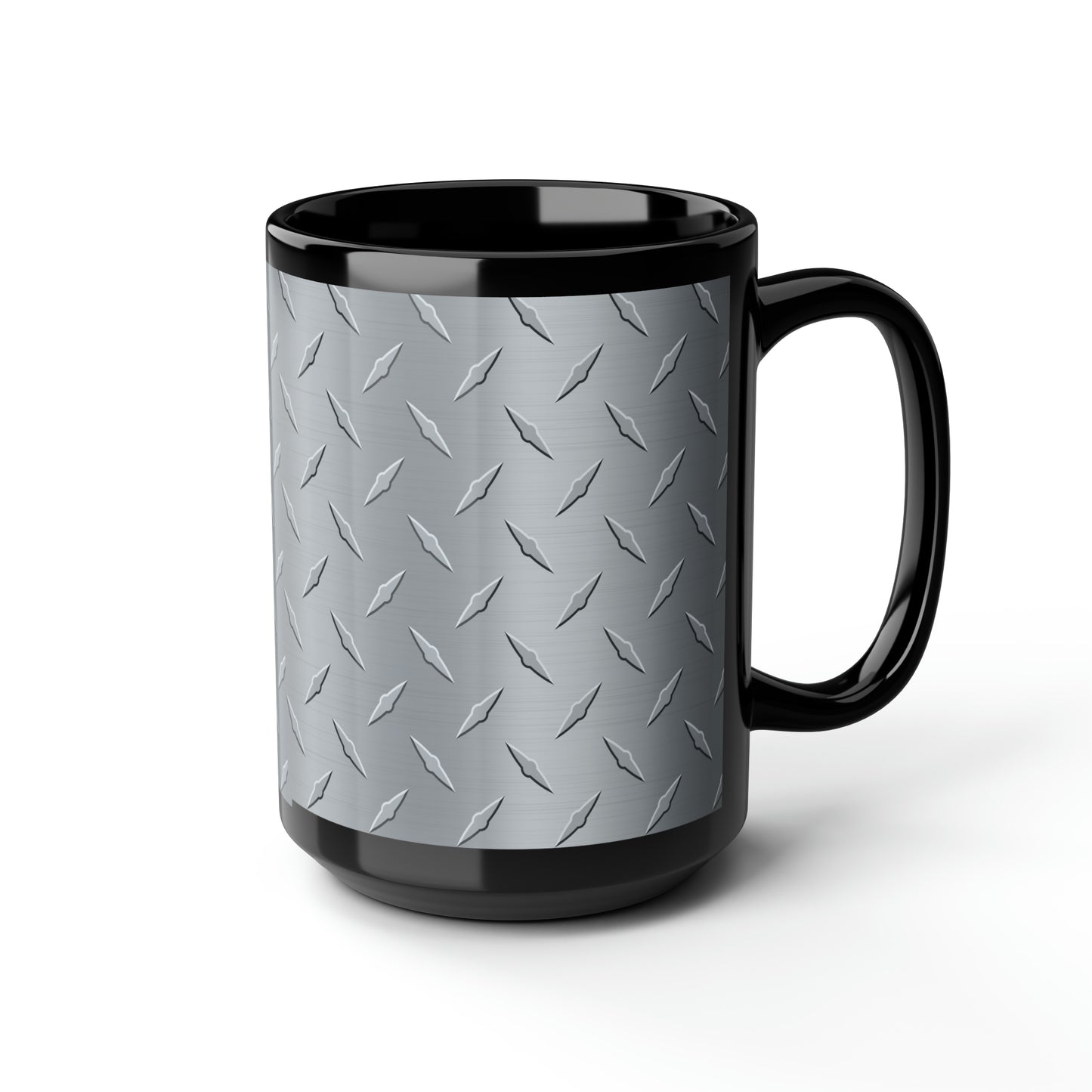 Diamond Plate Black Mug, 15oz
