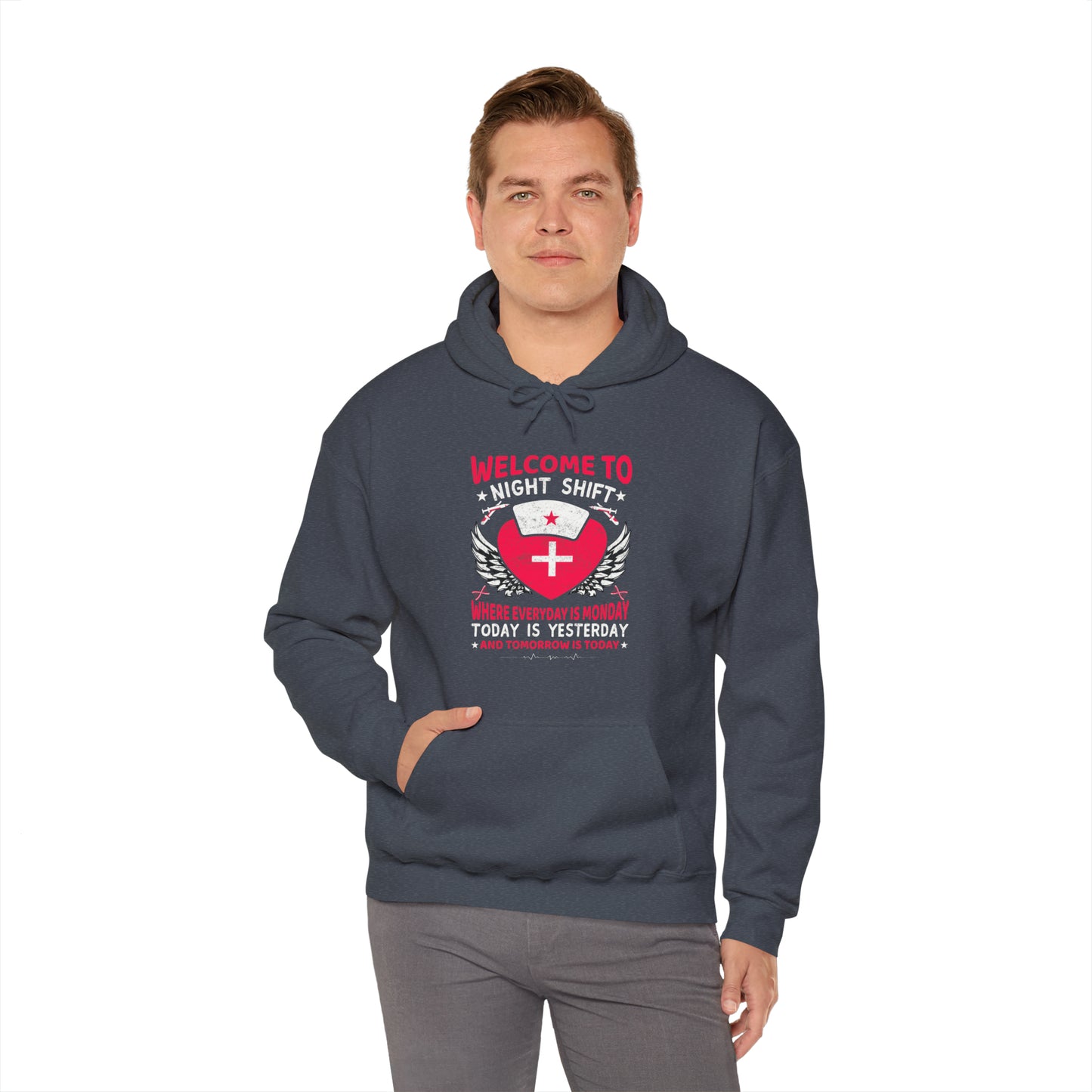Welcome to the Nightshift Nurse Unisex Heavy Blend™ Hooded Sweatshirt