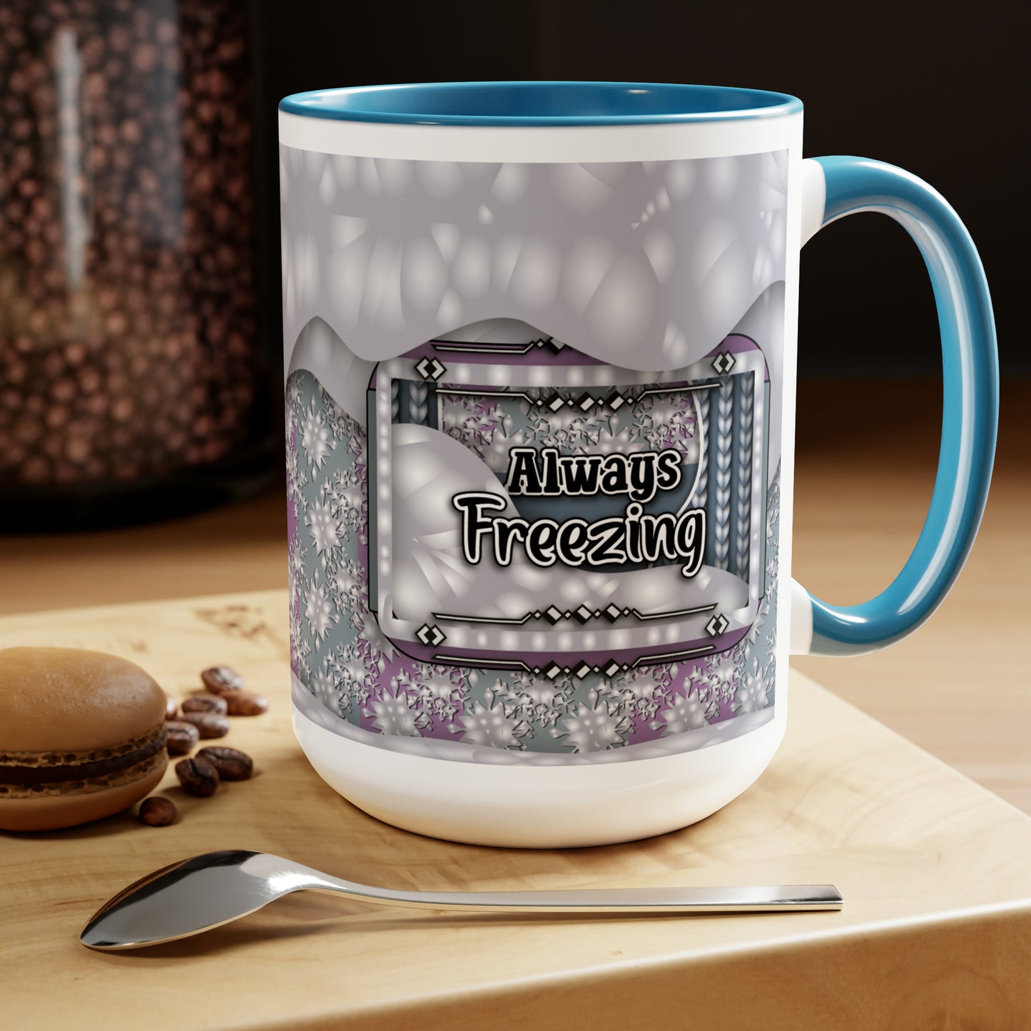 Always Freezing Two-Tone Coffee Mugs, 15oz