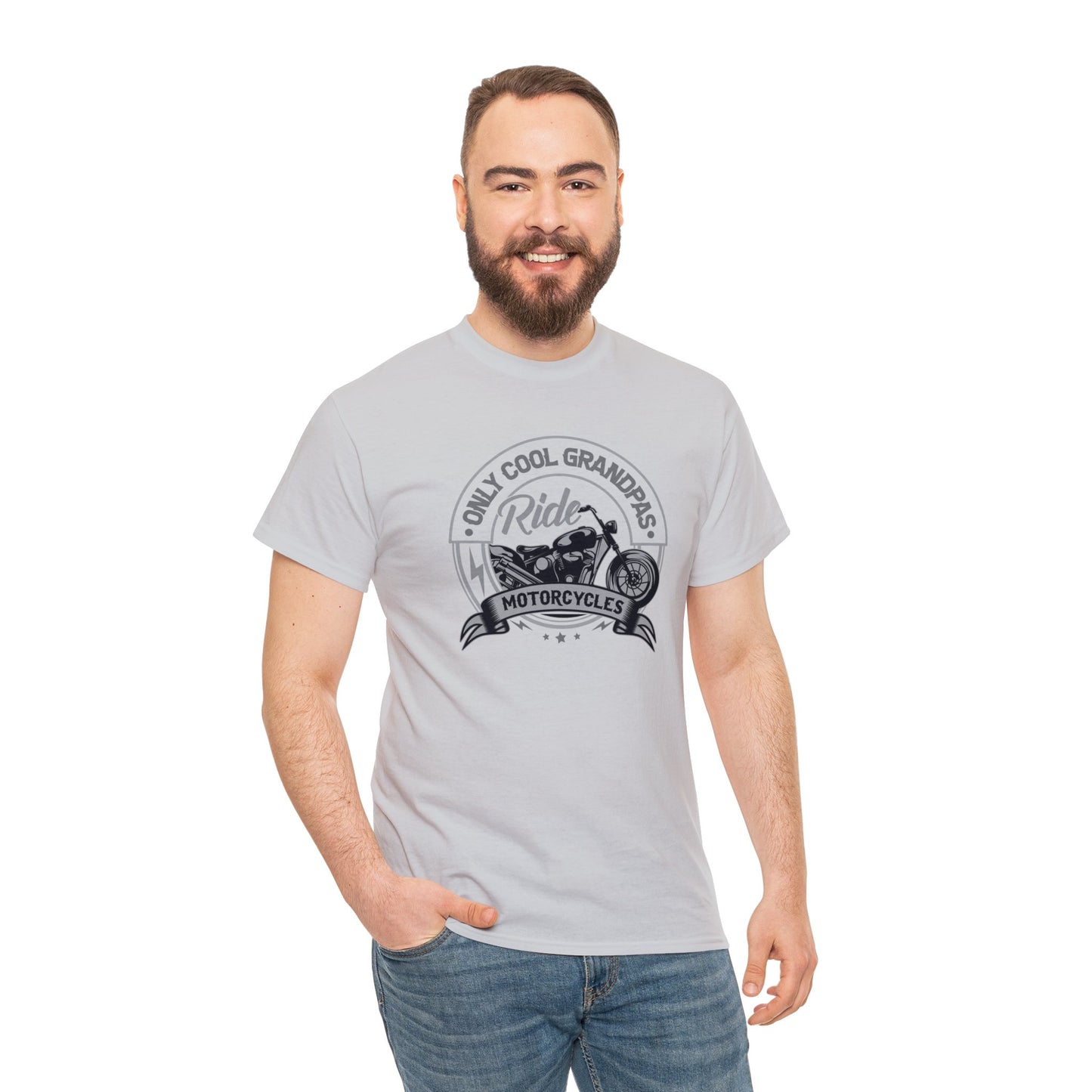 Only Cool Grandpas Ride Motorcycles Unisex Heavy Cotton Tee